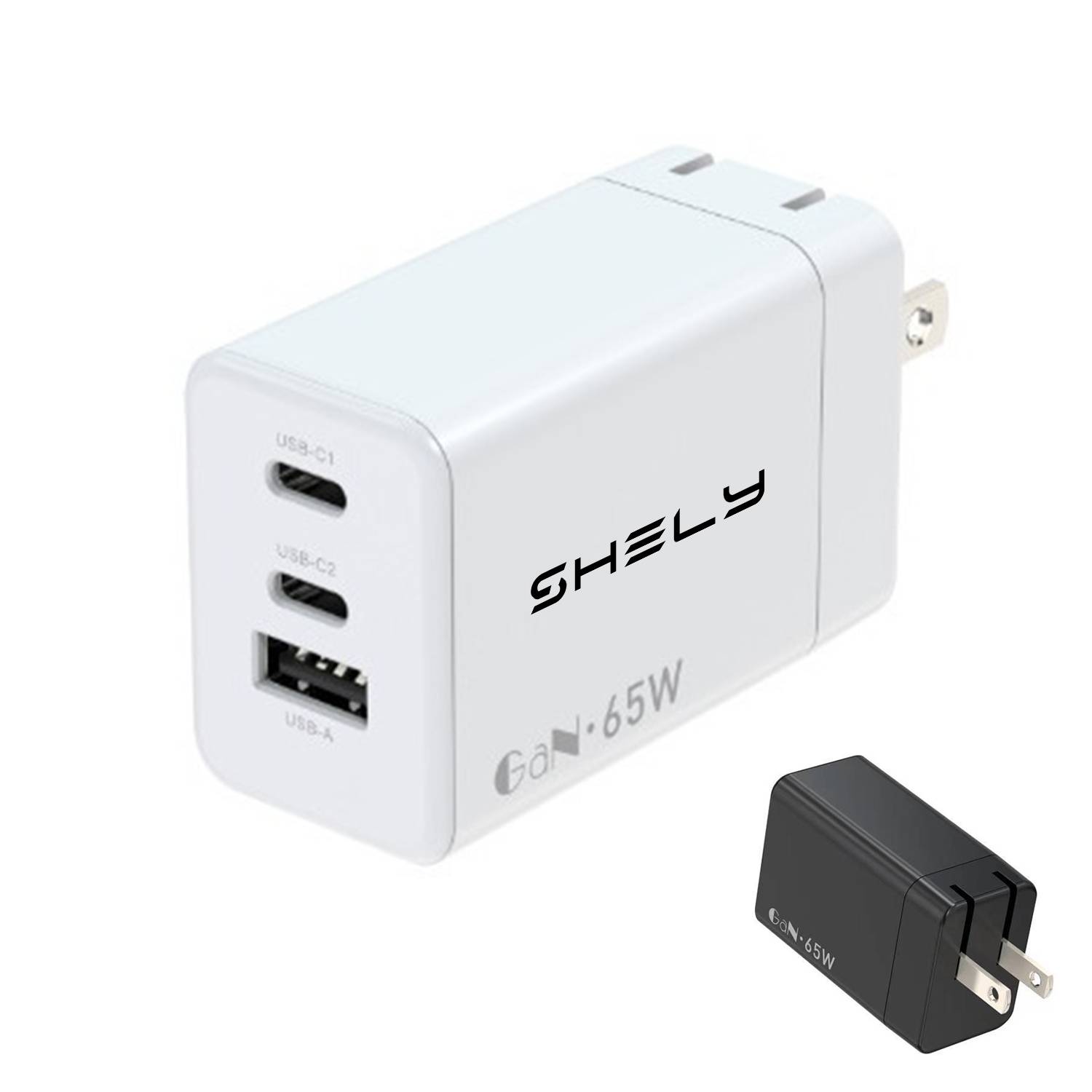 65W Porous GaN Charging Plug with 1 USB-A and 2 USB-C 5