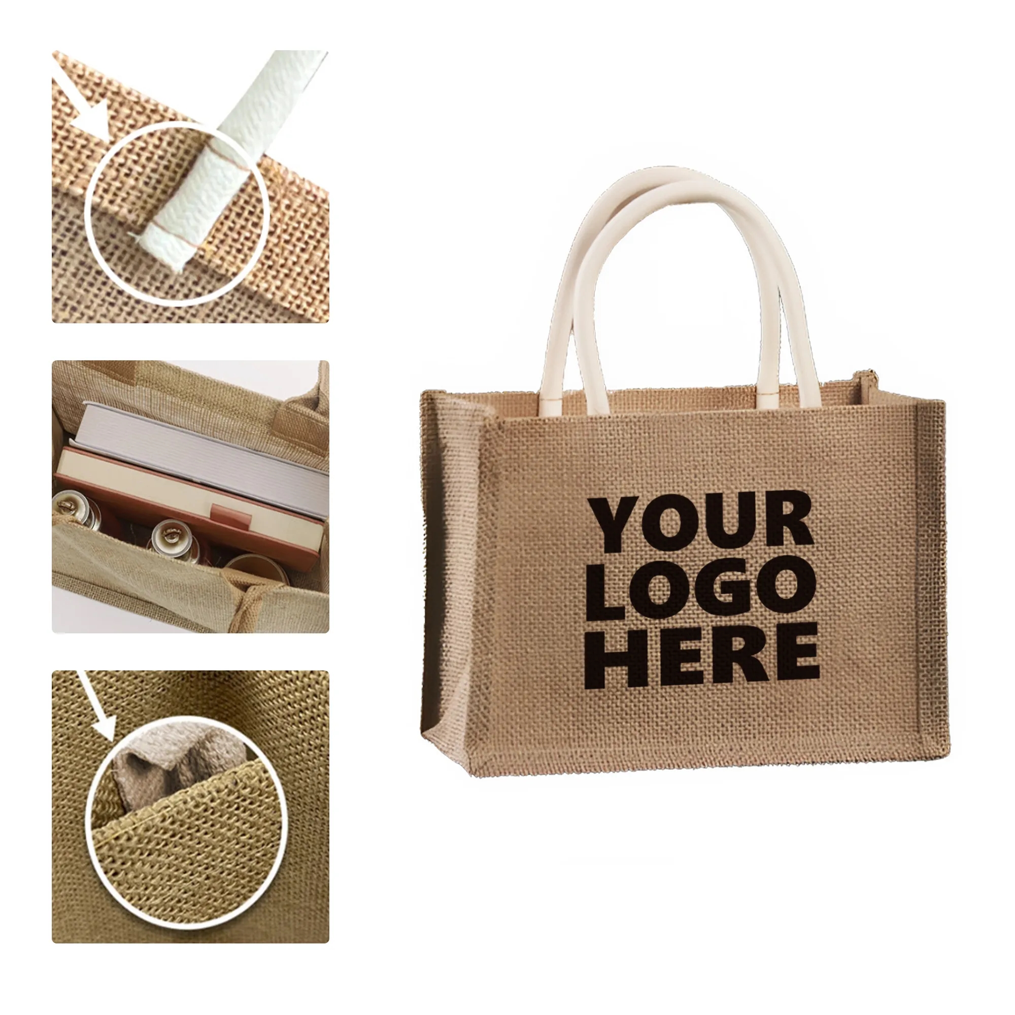 MOQ50 Linen Gift Tote Bag, custom tote bag with logo imprint 2