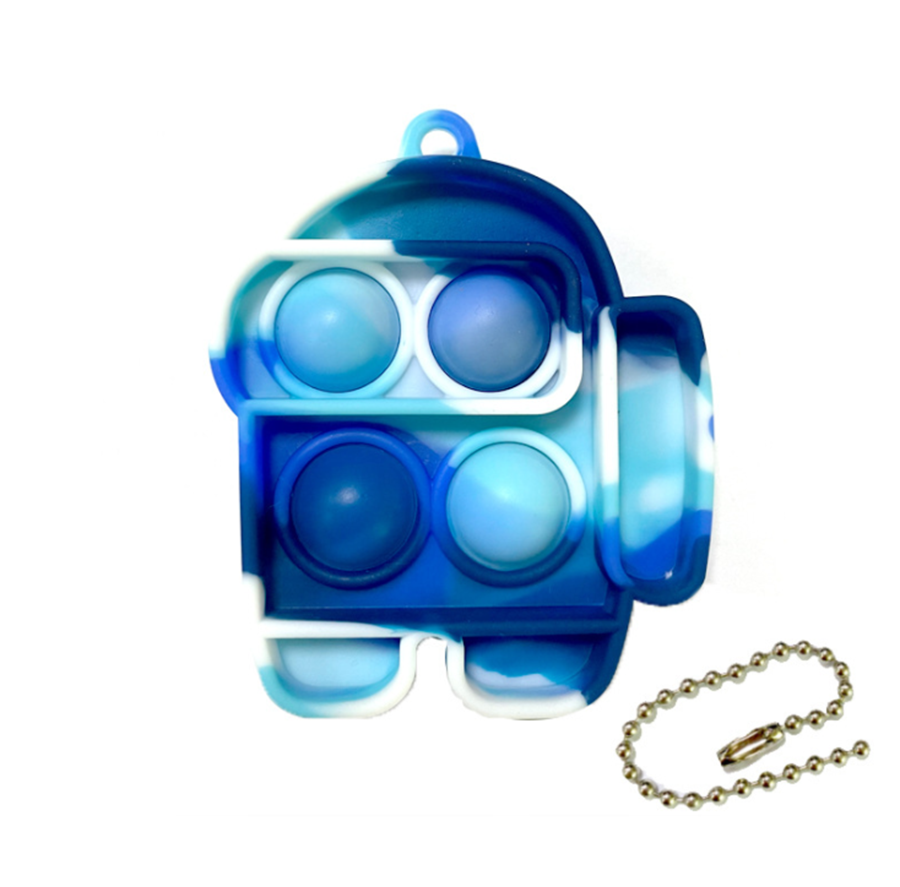 Spaceman Shape Push Pop Bubble Fidget Toy Keychain 7
