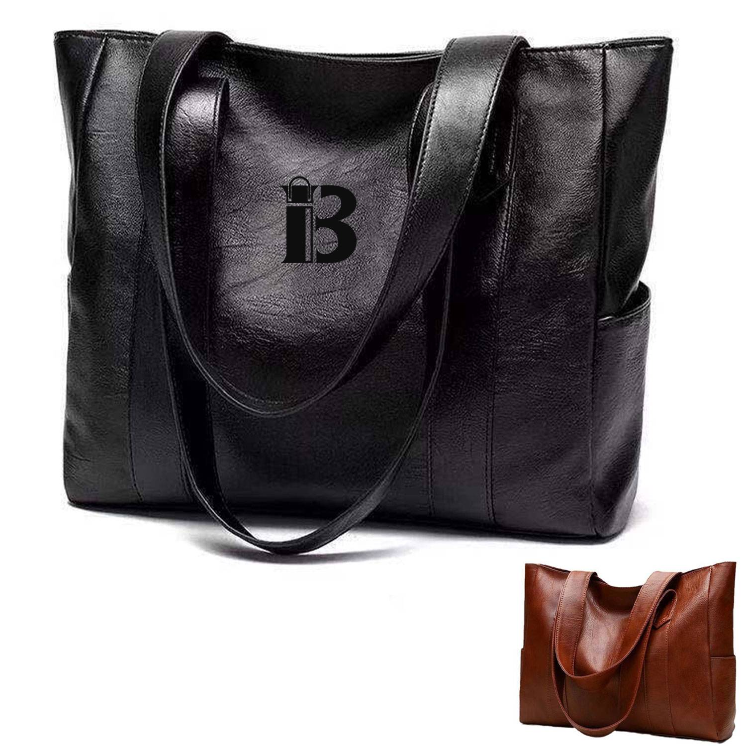 Large Capacity PU Leather Tote Bag, custom tote bag with logo imprint 9