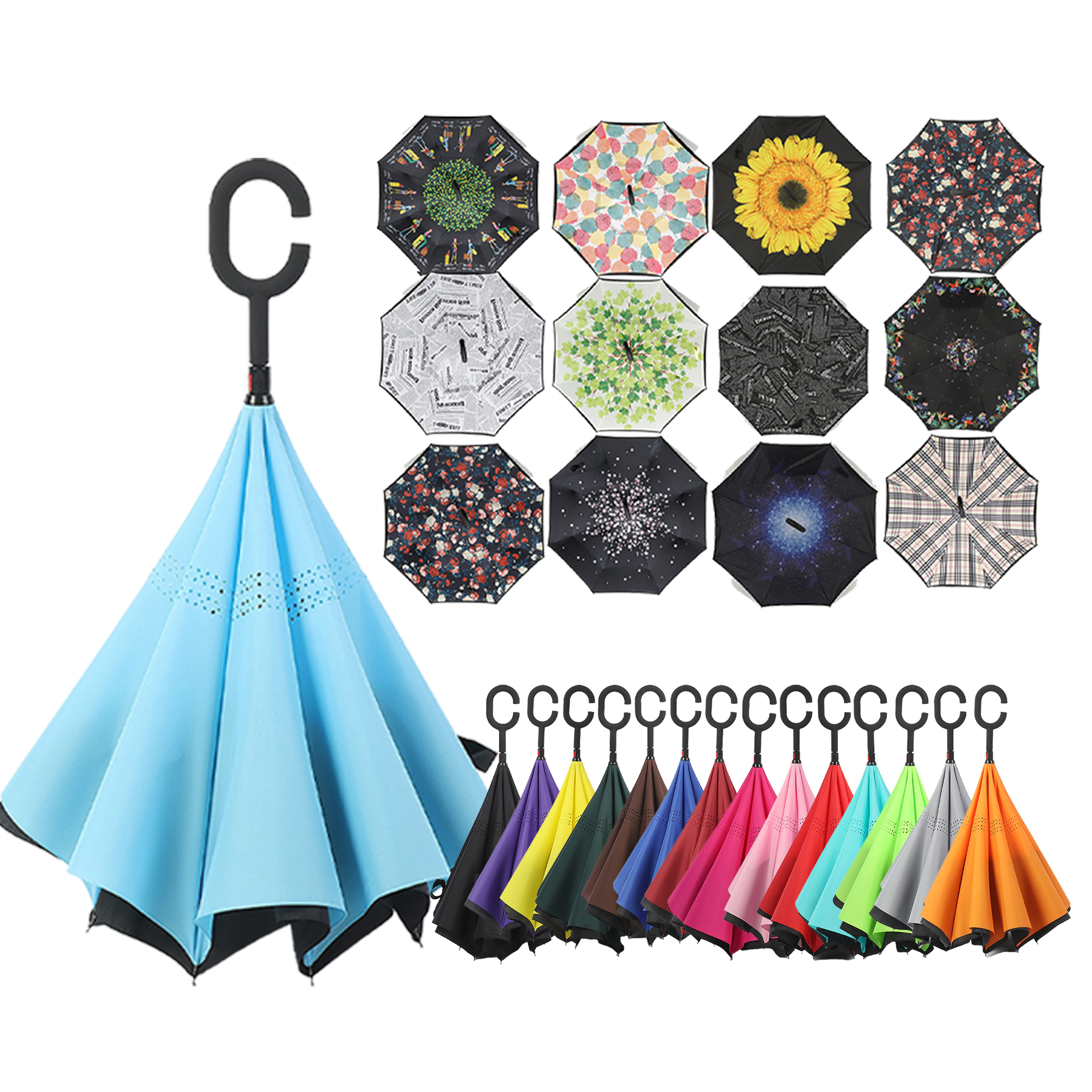 Large C-Handle Reverse Inverted Double Umbrella 9
