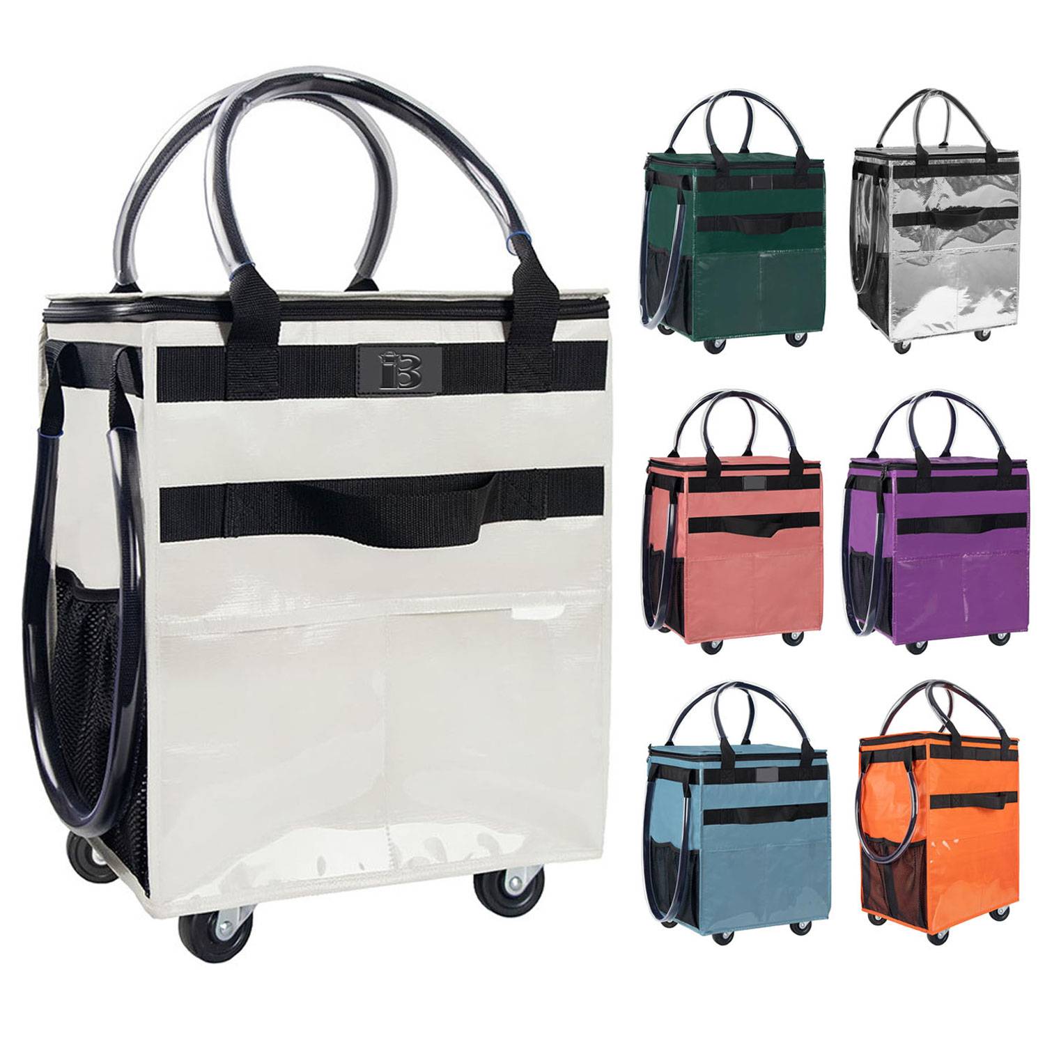 Reusable Wheeled Grocery Shopping Bag w/ Handle 2