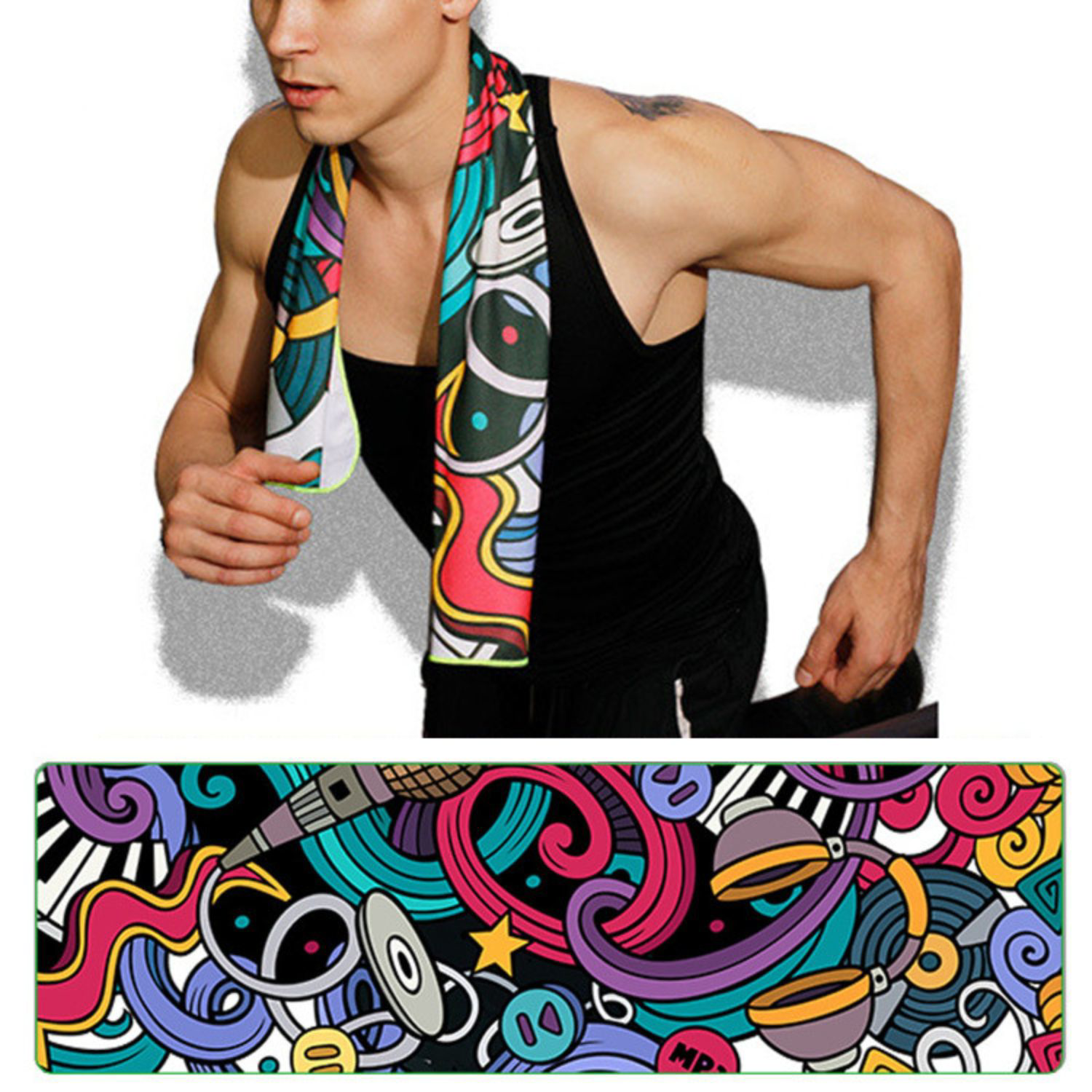 20"x 30" Sublimated Plush Microfiber Gym Towel w/ Cotton Terry Loops 5