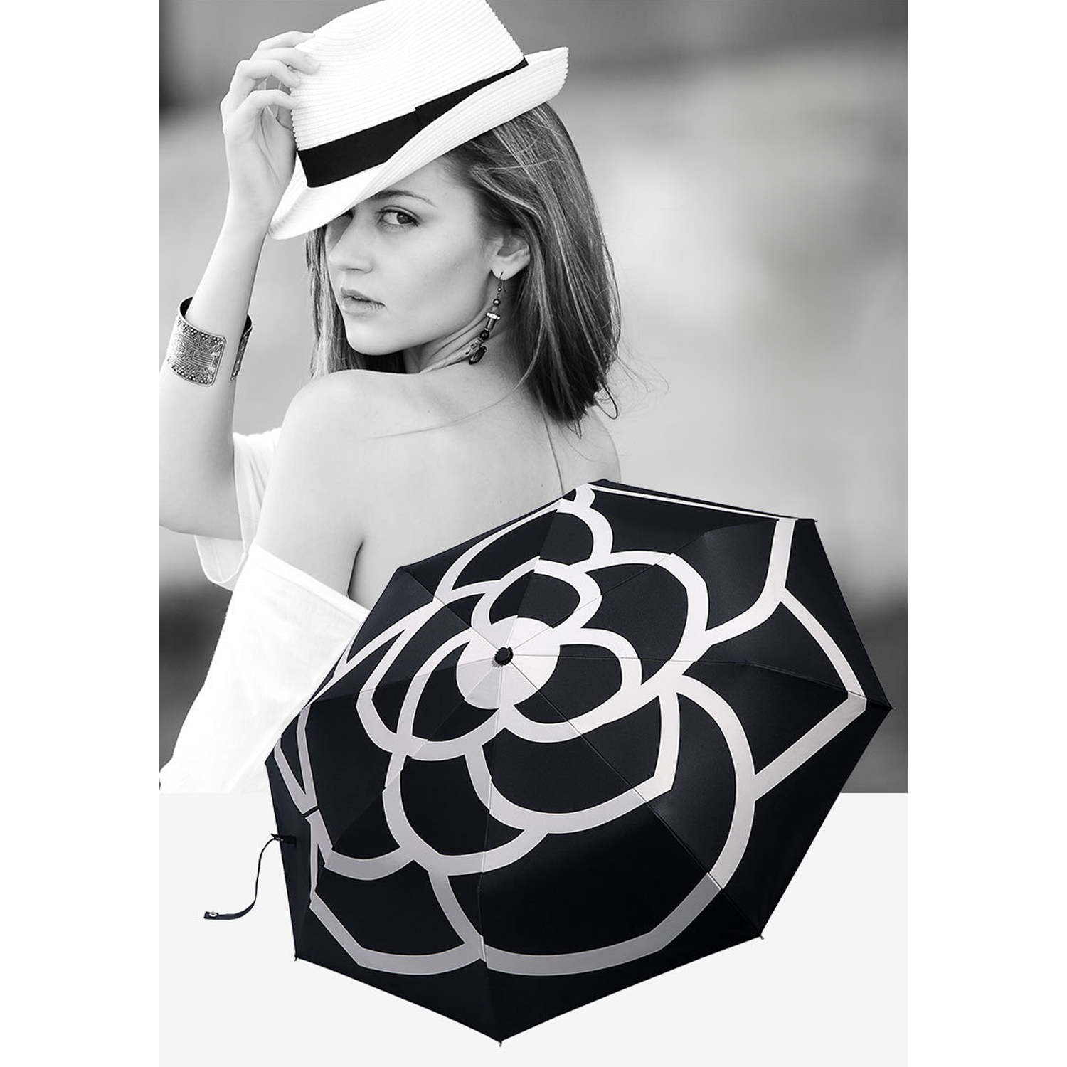Camellia Floral 21-Inch 8-Rib Umbrella 5