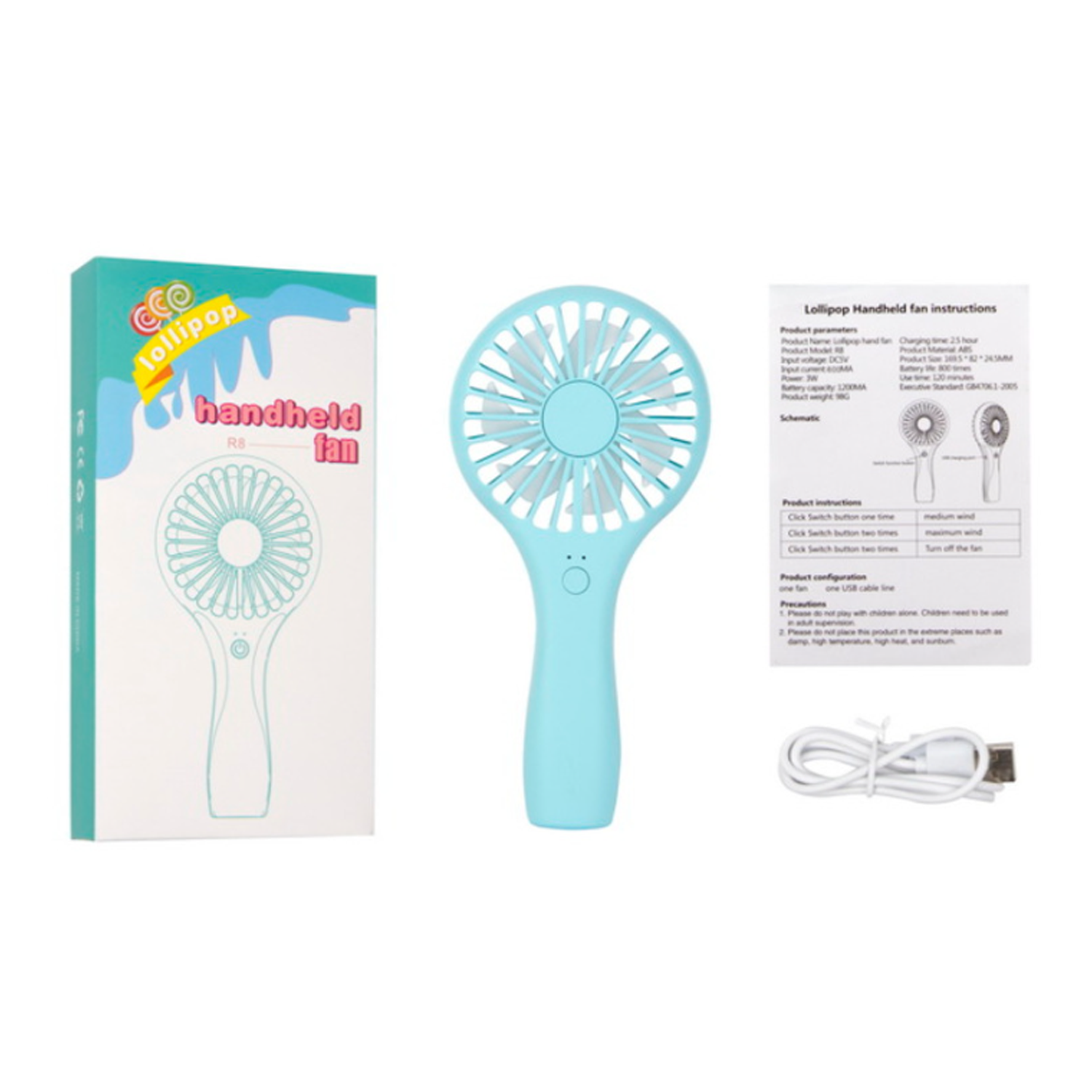 Lollipop Mini Handheld Small Fan Outdoor Portable 5