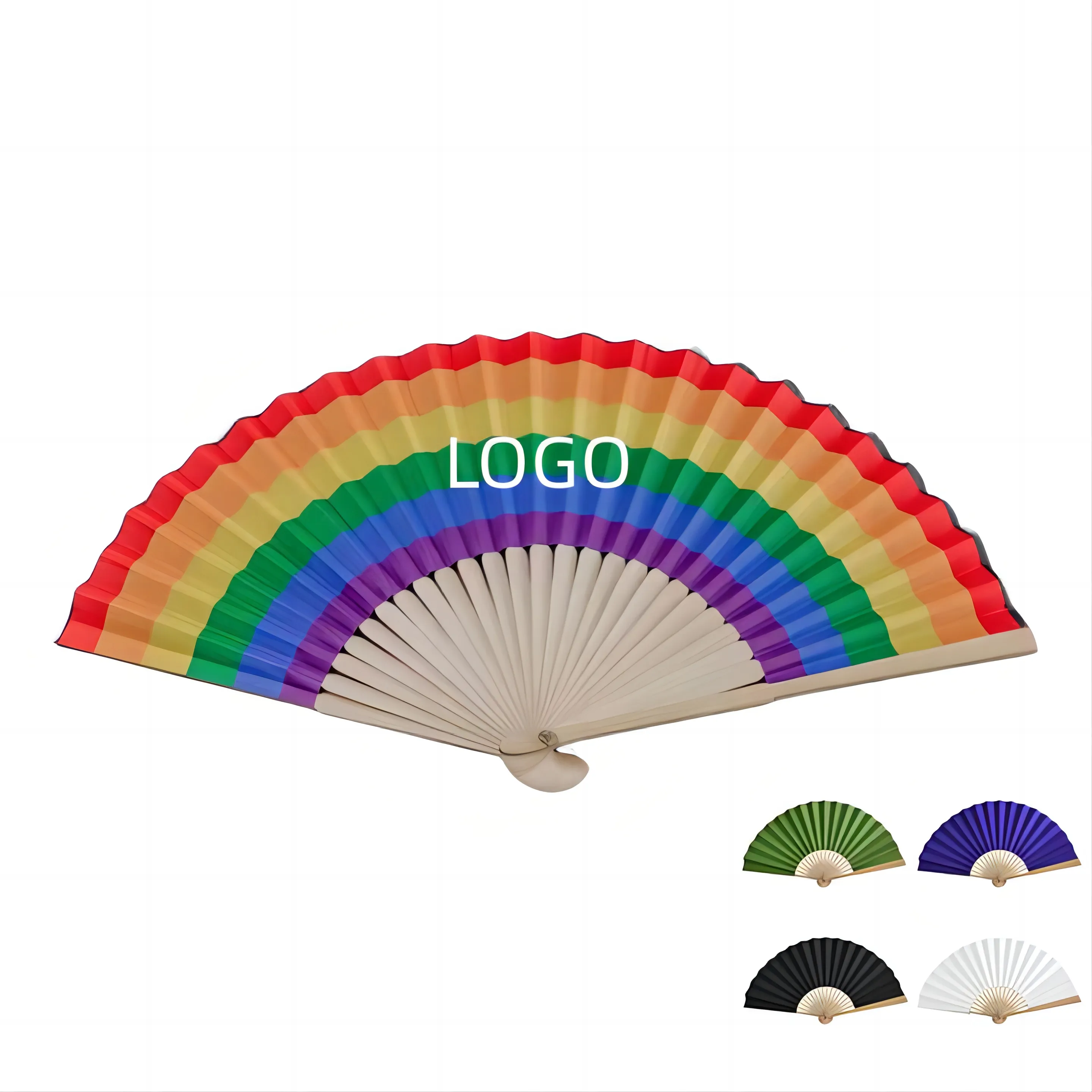 Full-Color Folding Bamboo Paper Hand Fan 1