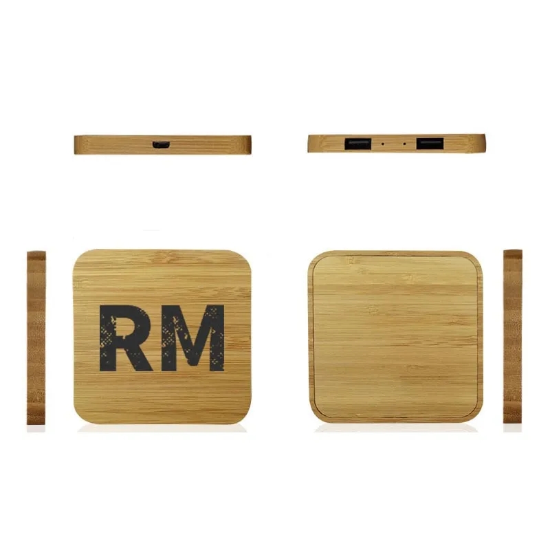 Bamboo Wireless Charger with Dual USB Ports 2
