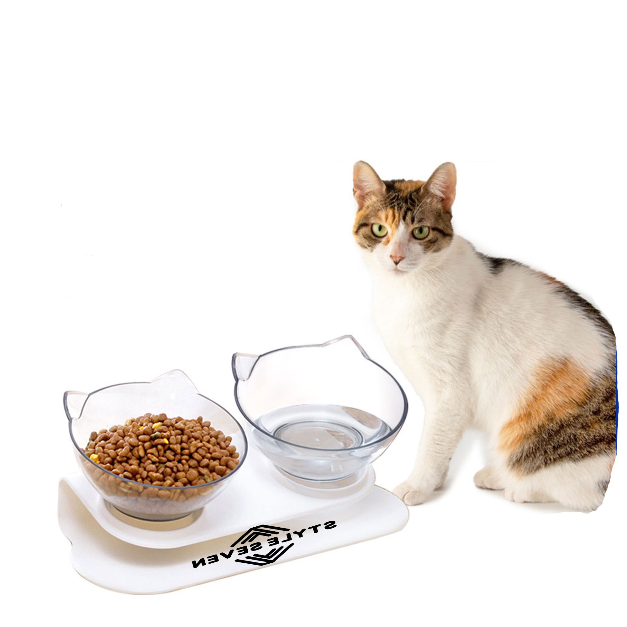 Double Bowl for Cats with Neck Support 2