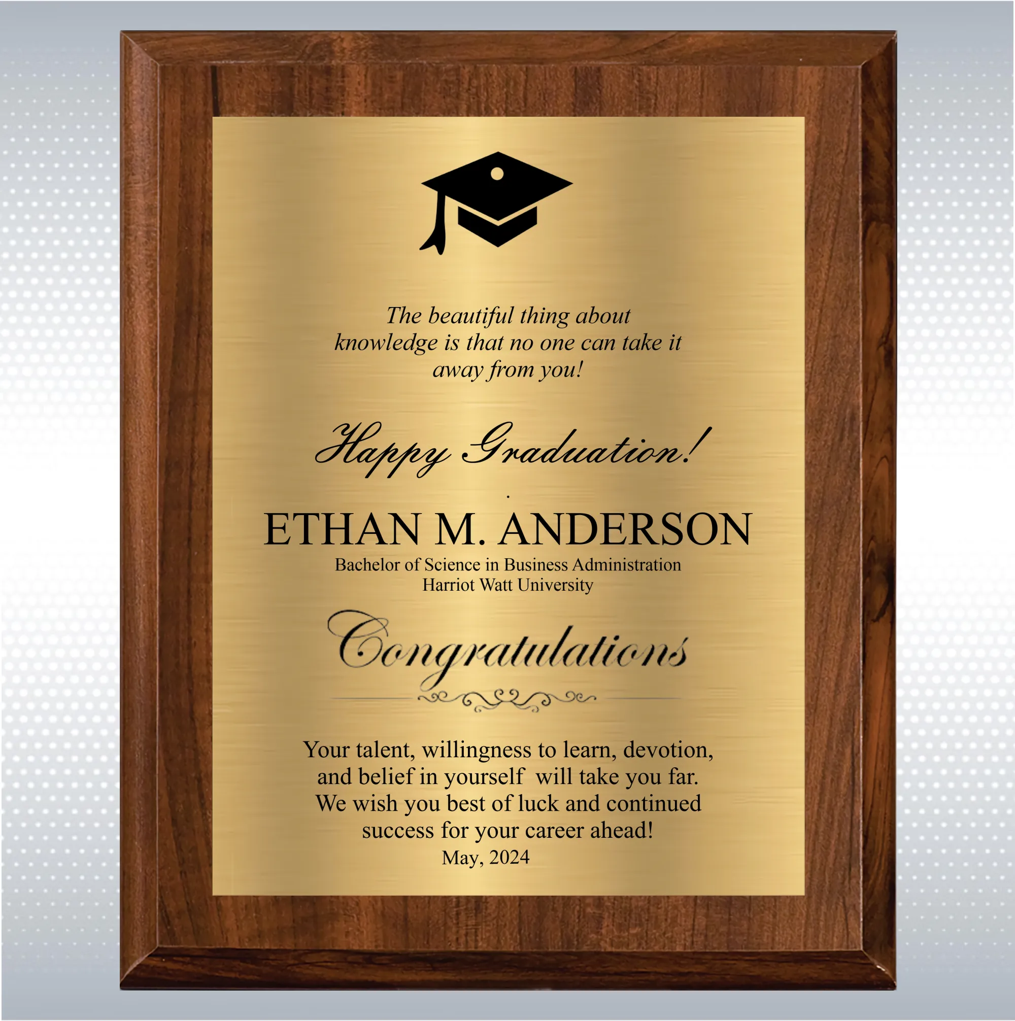 Cherry Finish Graduation Gift Plaque Award 11