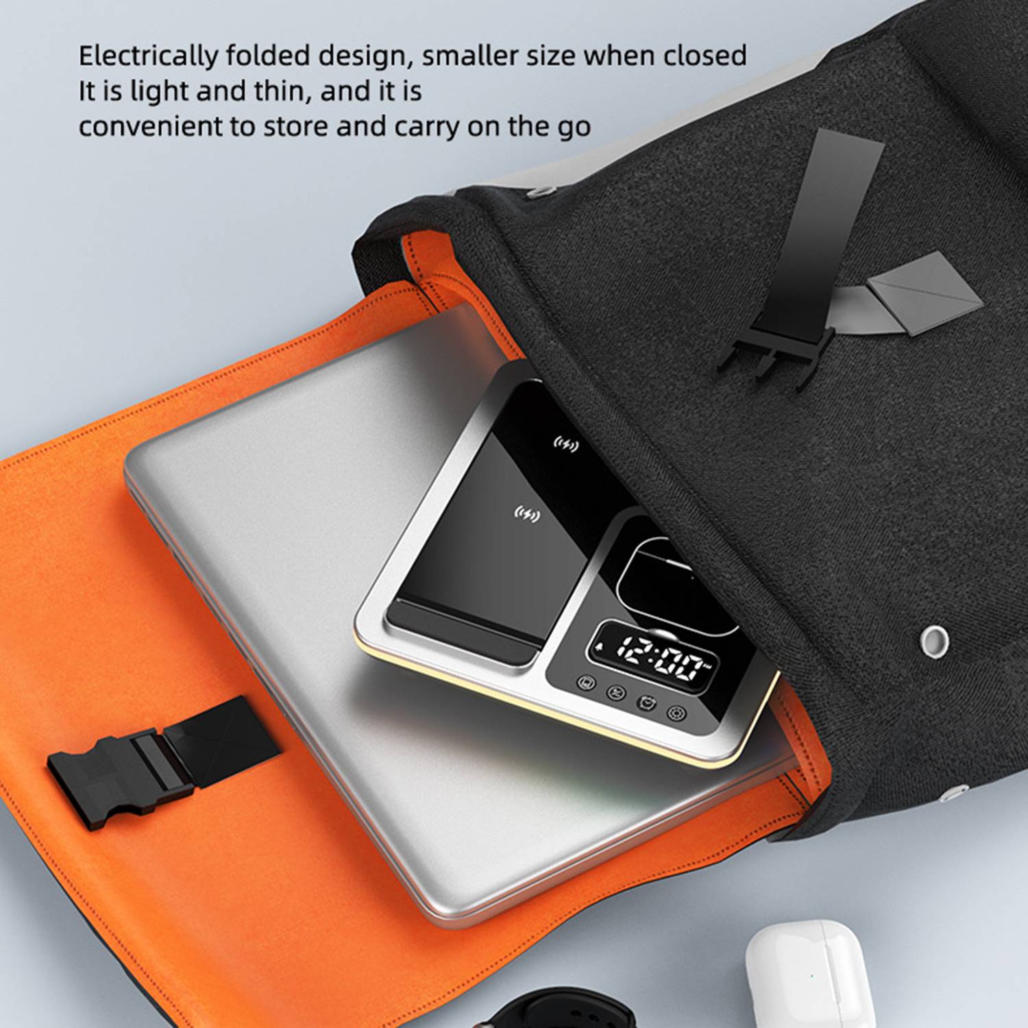 5-In-1 Electric Folding Wireless Charger W/ Alarm Clock 8