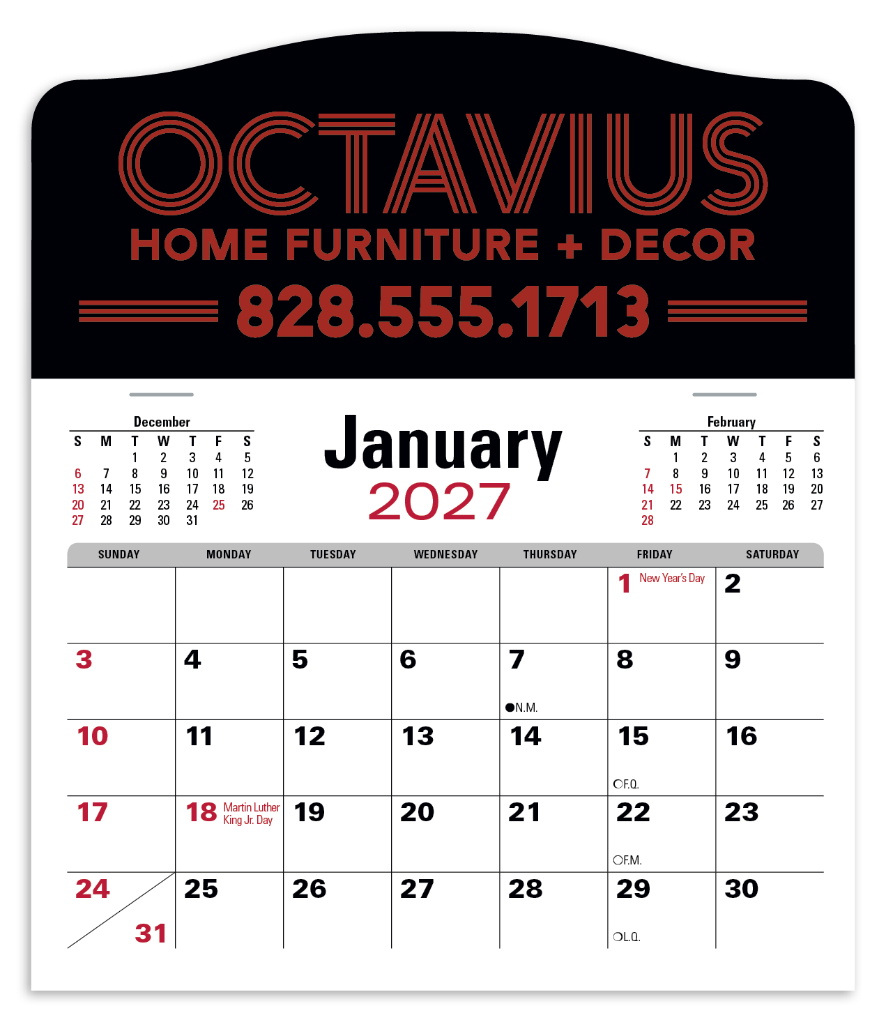 Triumph® Calendars Press-N-Stick Jumbo Header with 3-Month Calendar 4