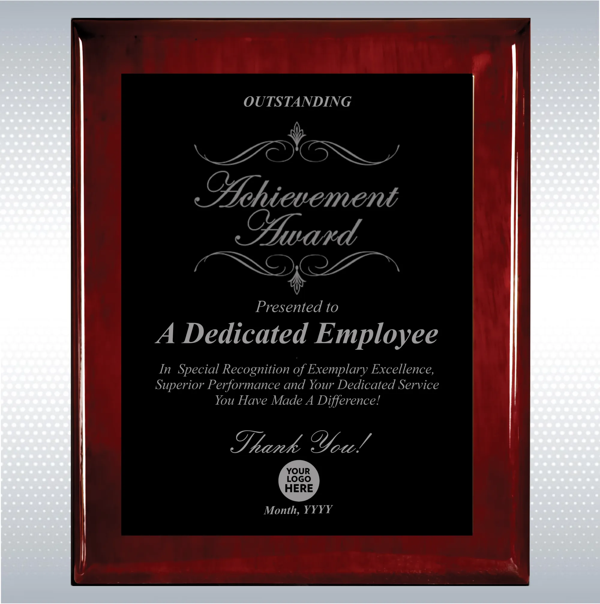 Rosewood Piano Wood Excellence Employee Recognition Plaque 2