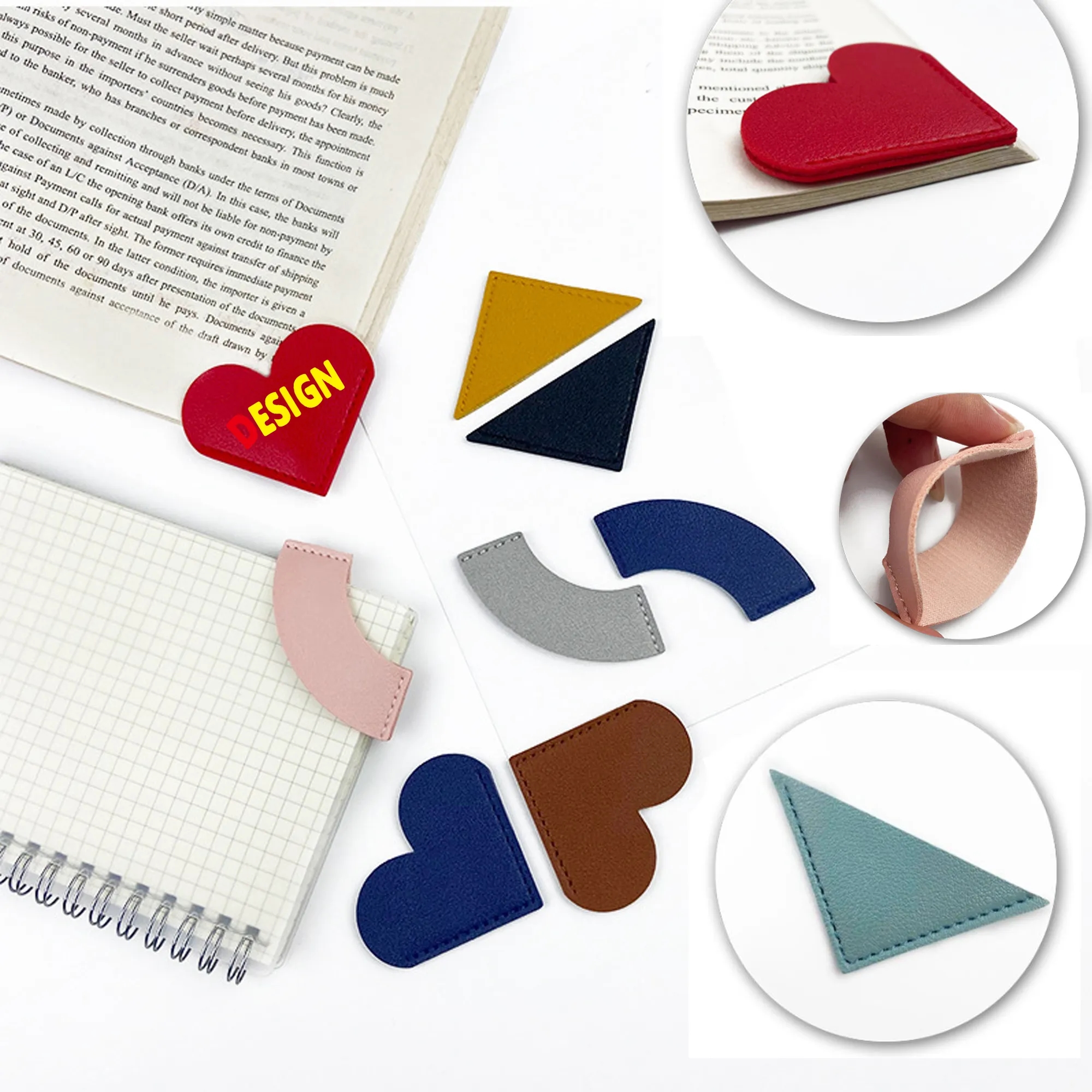 MOQ 50PCS Leather Heart Corner Bookmark Custom 6