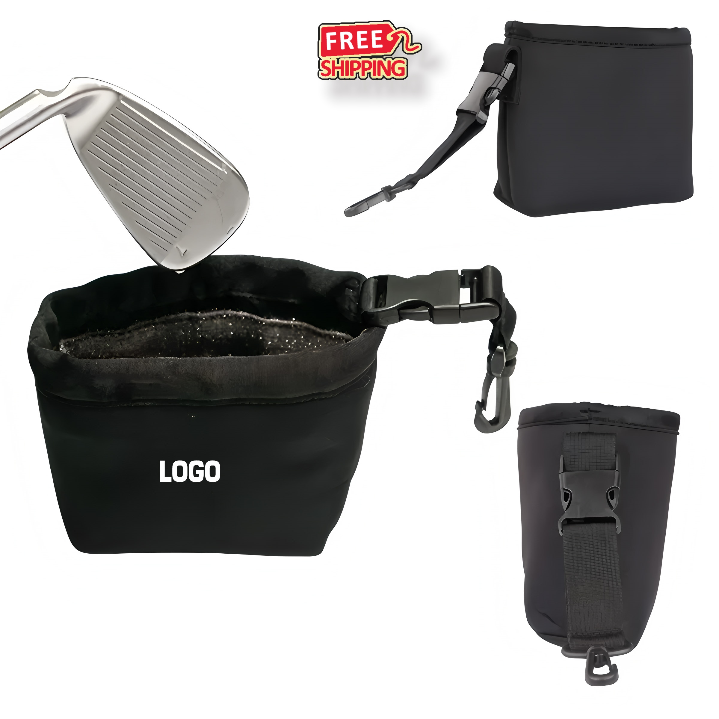 Custom Logo Golf Ball Cleaner Bag Water-Resistant Detachable for Golf Clubs Accessories 1