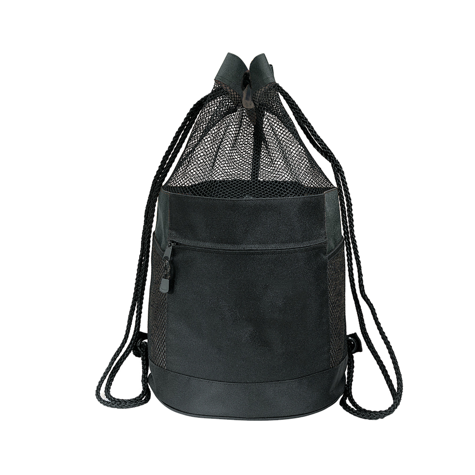 600D Polyester Drawstring Zippered Mesh Sports Pack-Close Out 9