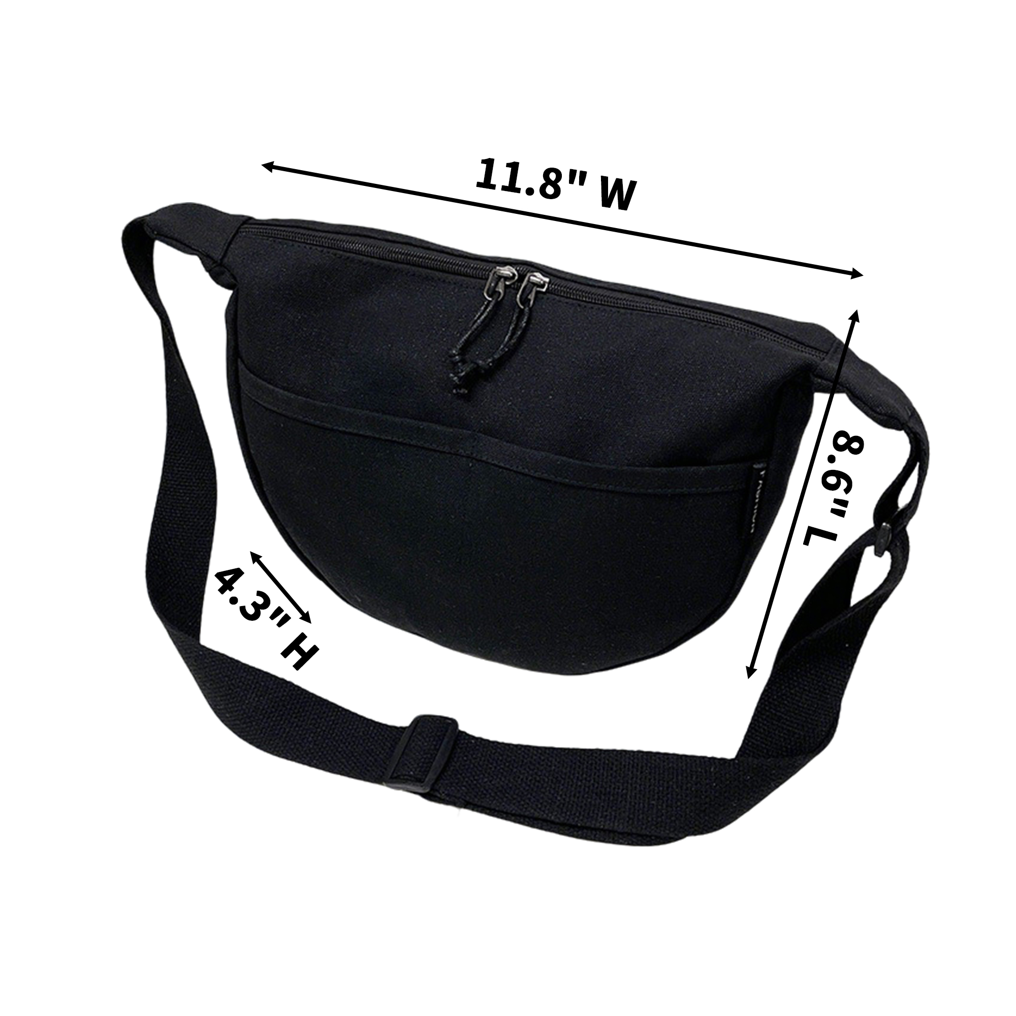 Canvas Crossbody Messenger With Zipper Opening 8.6" Length X 11.8" Width X 4.3" Height 5
