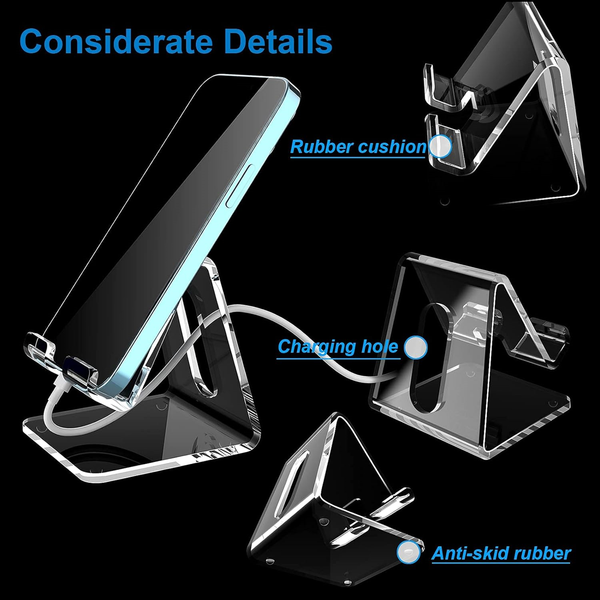Portable Clear Acrylic Cell Phone Stand 2