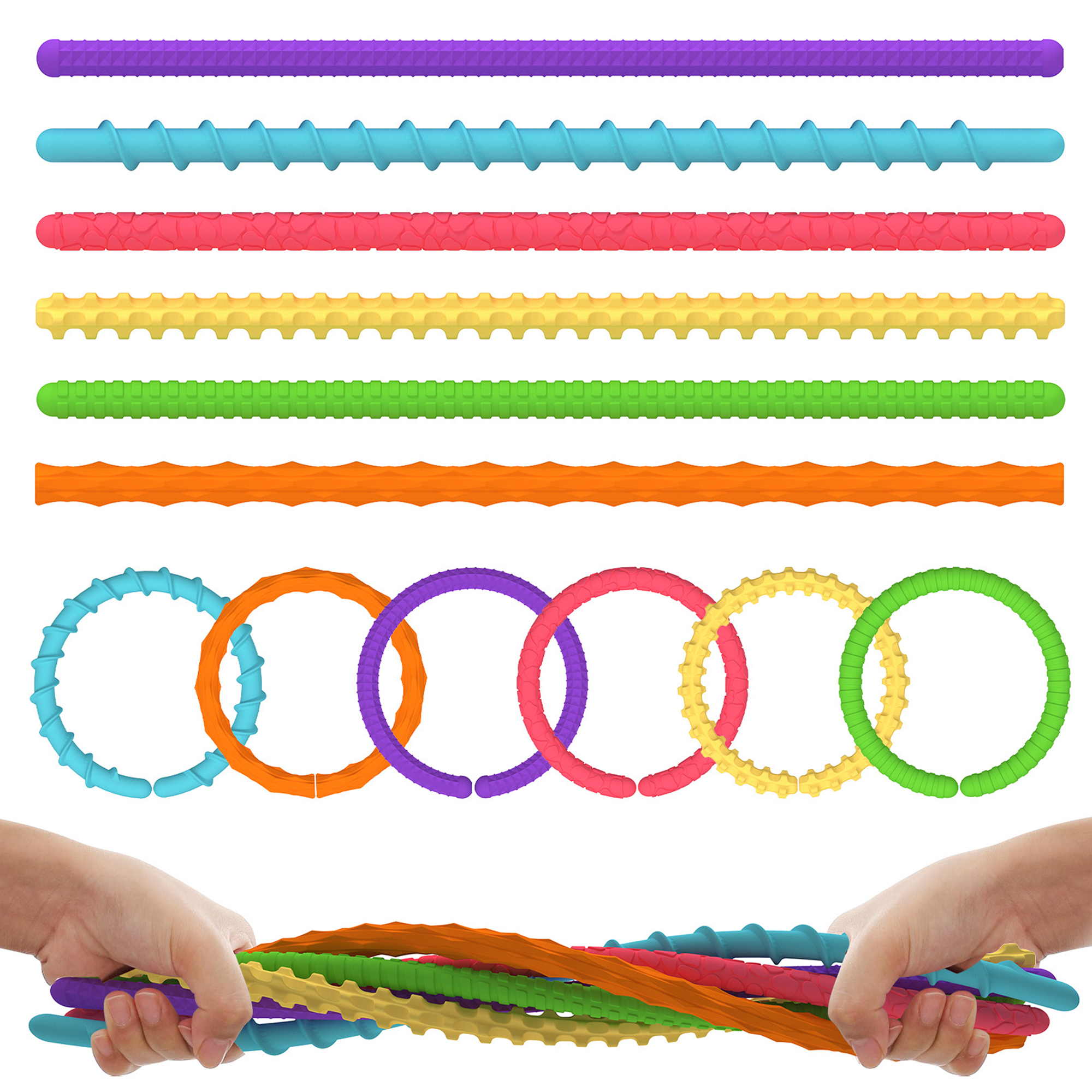 Sensory Textured Silicone Twist Bands (6 pieces) 2