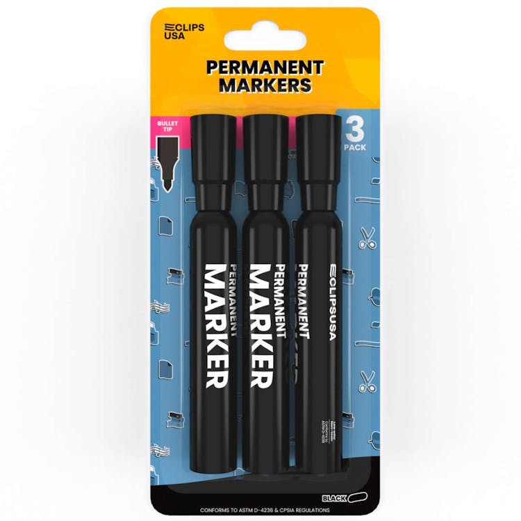 Permanent Markers - 3 Pack Black 2