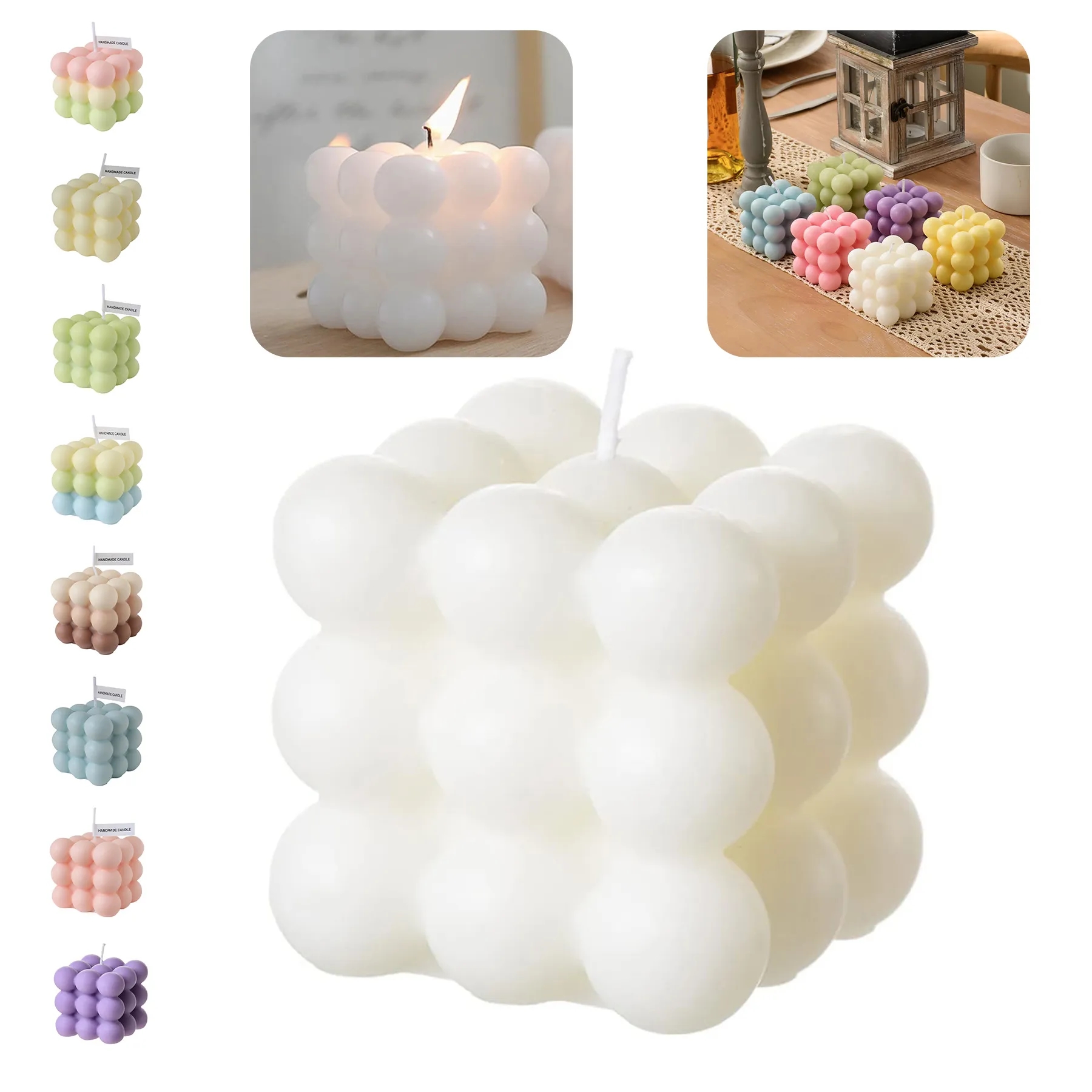 Cube Soy Wax Bubble Candles 6
