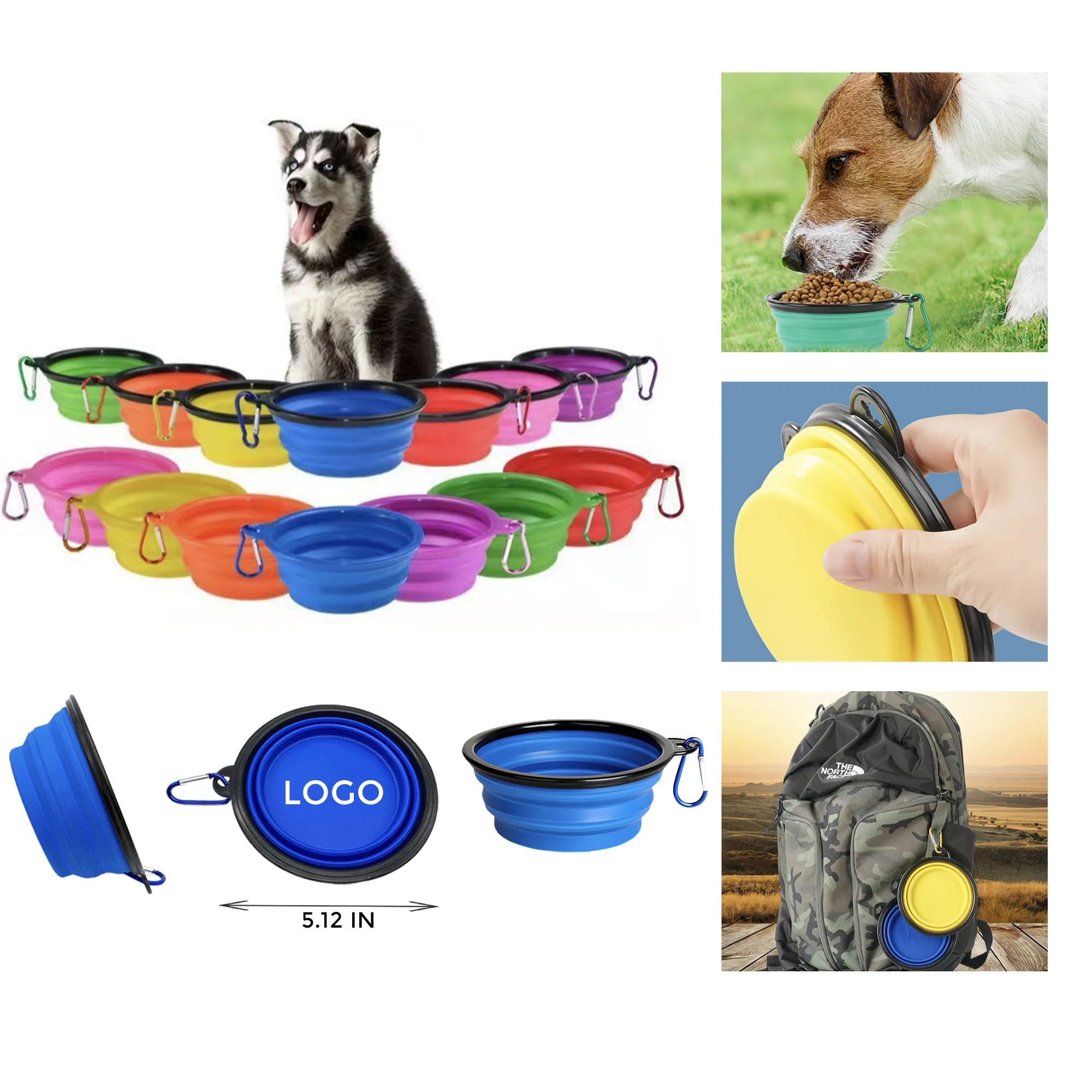 MOQ 10 PCS Silicone Folding Pet Bowl 16