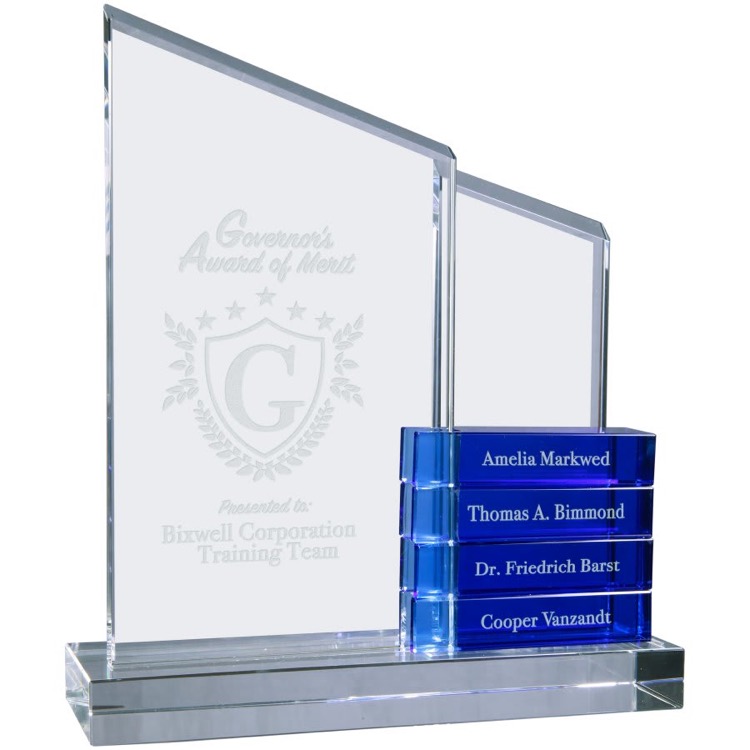 Milestone Crystal Perpetual Award-Blue 1