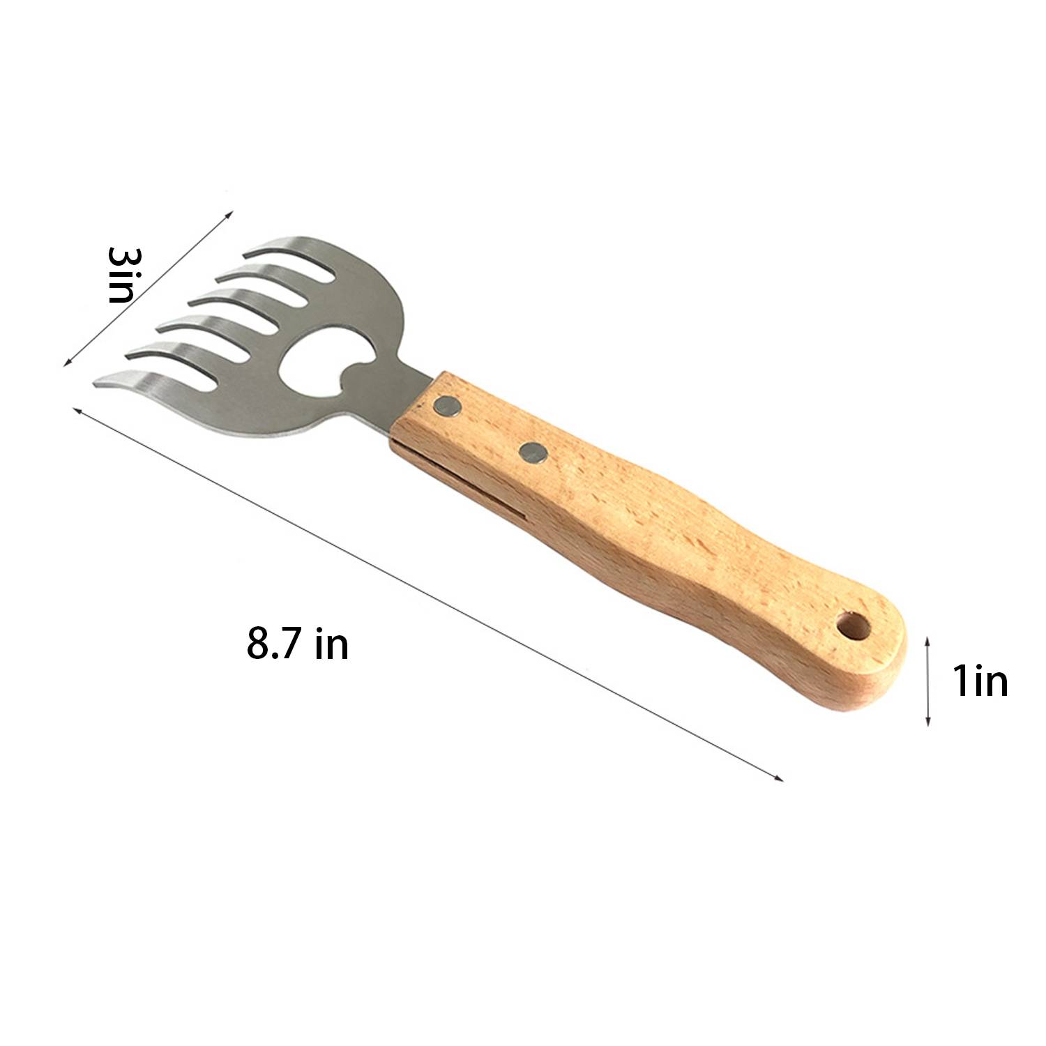 Wooden Handle Stainless Steel Bear Claw Cooked Meat Shredder 5