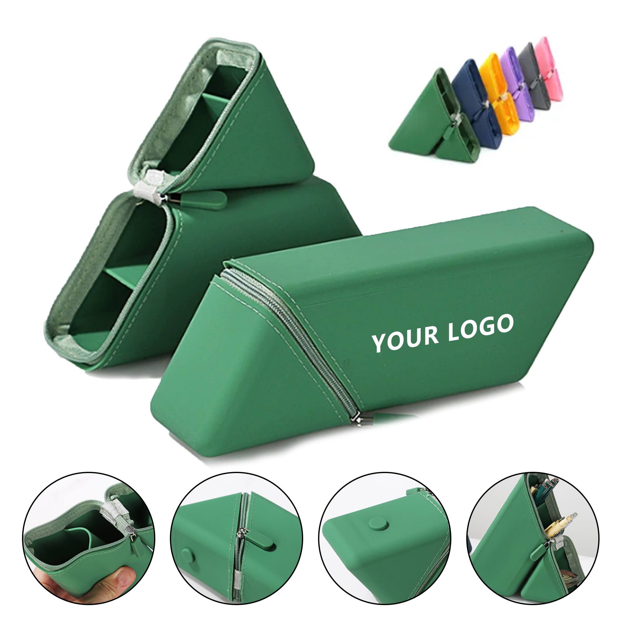 Silicone Zippered Triangular Pencil Case 2