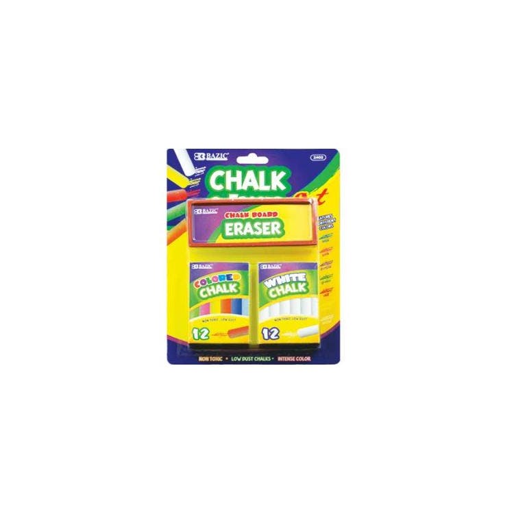 Chalk with Eraser Sets - 12 White12 Colored 2