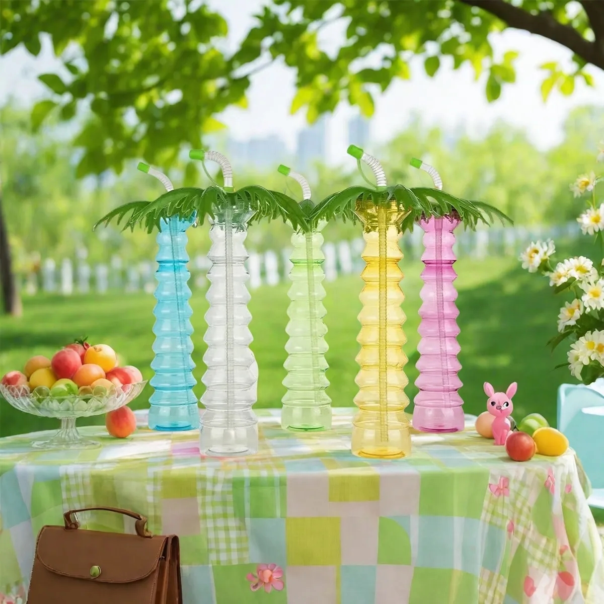 Palm Tree Novelty Tumbler with Straw for Tropical Drinks 6