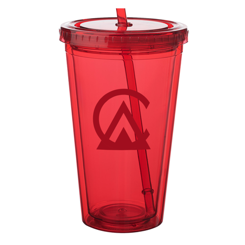 Double Wall Plastic Tumbler - with Straw, 16 oz. 27