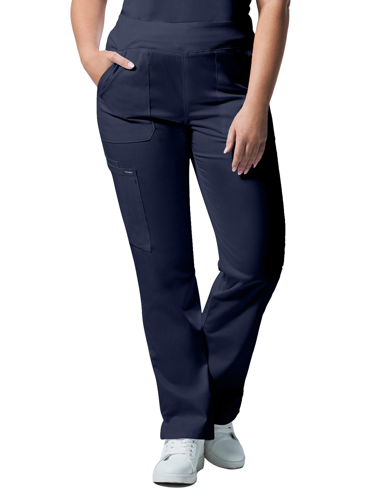 Landau - ProFlex - Women's Five-Pocket Mid-Rise Rib-Knit Elastic Waist Straight Leg Pant 61