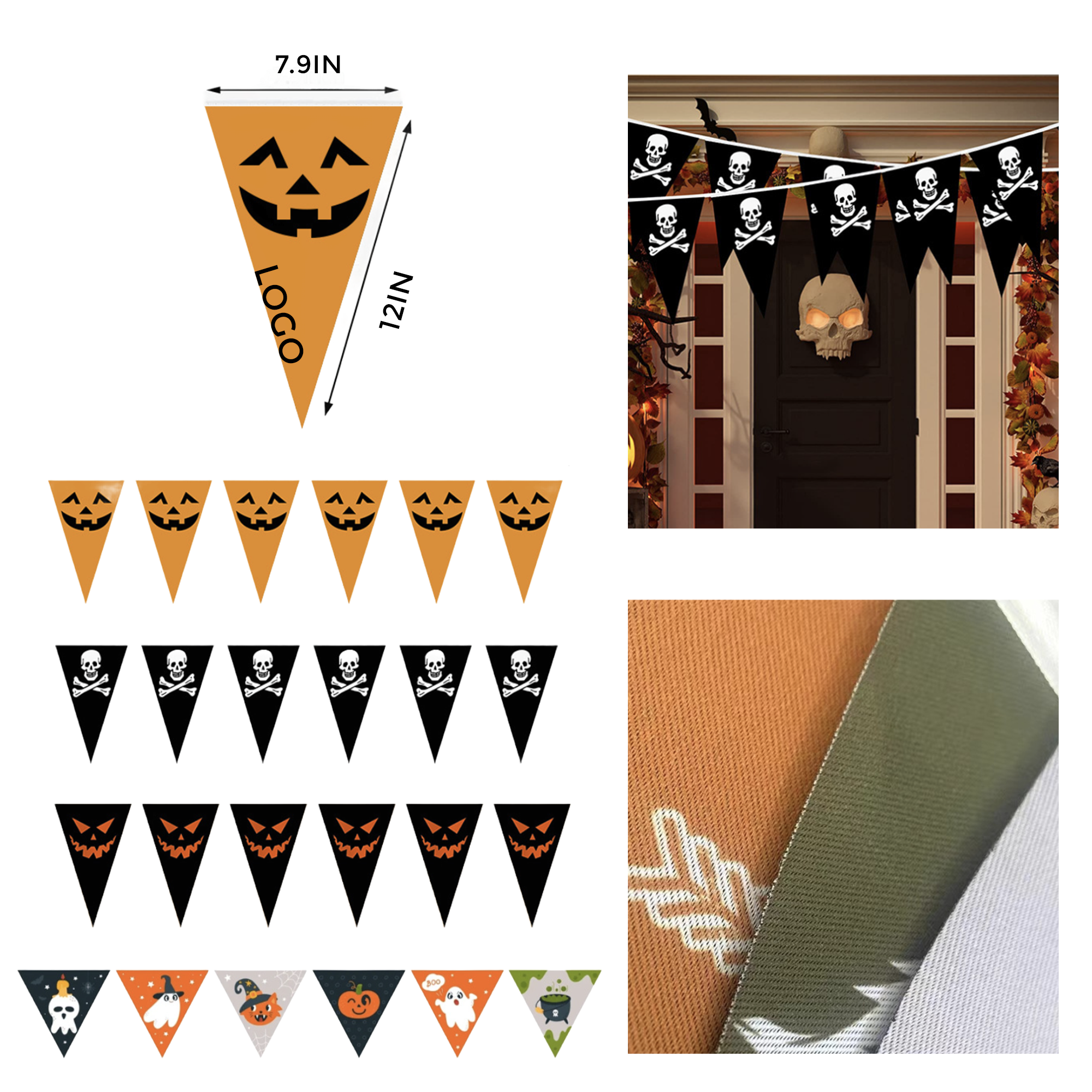 MOQ 50 PCS Spooky Halloween Triangular Pennant String 2