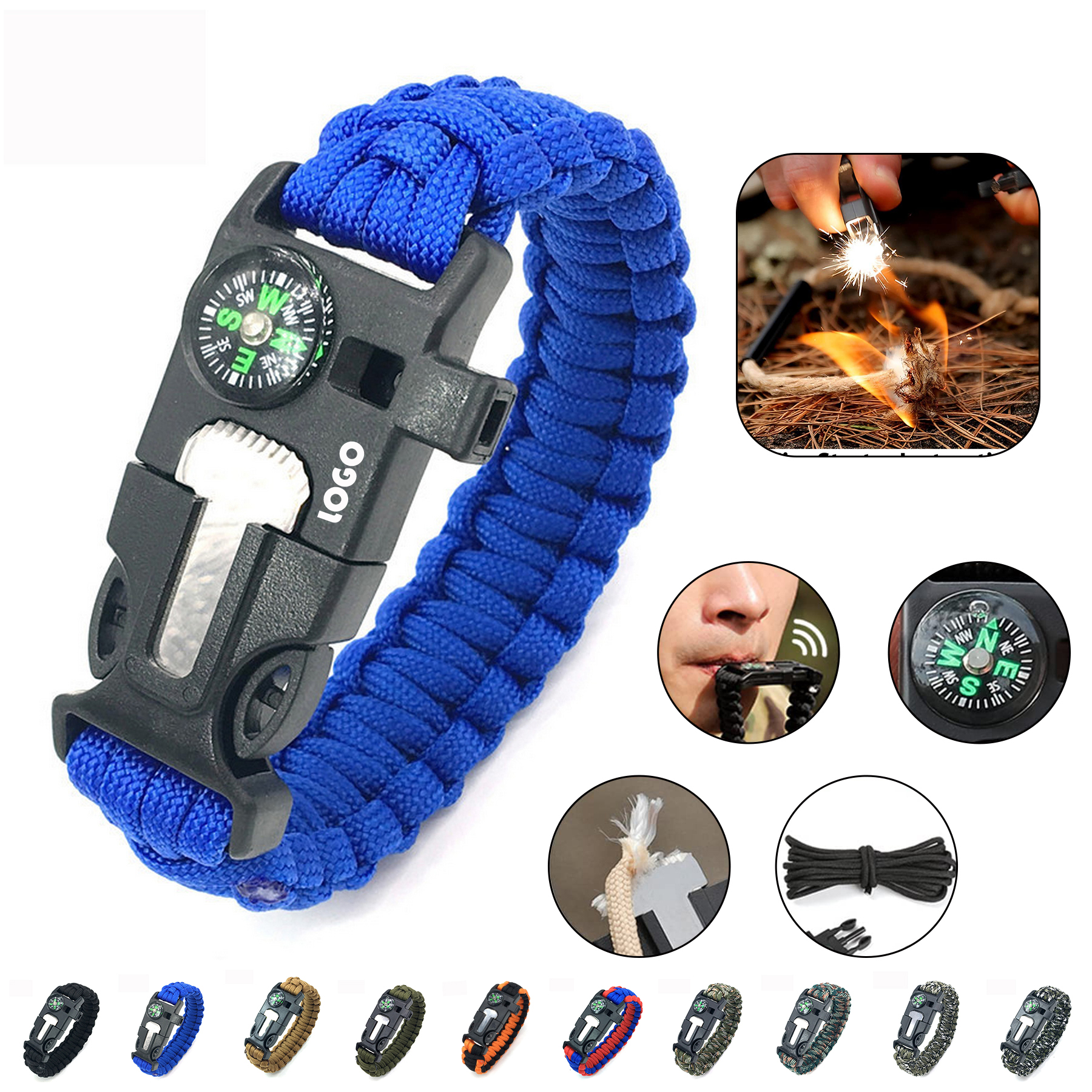 Outdoor Survival Paracord Bracelet With Whistle 2