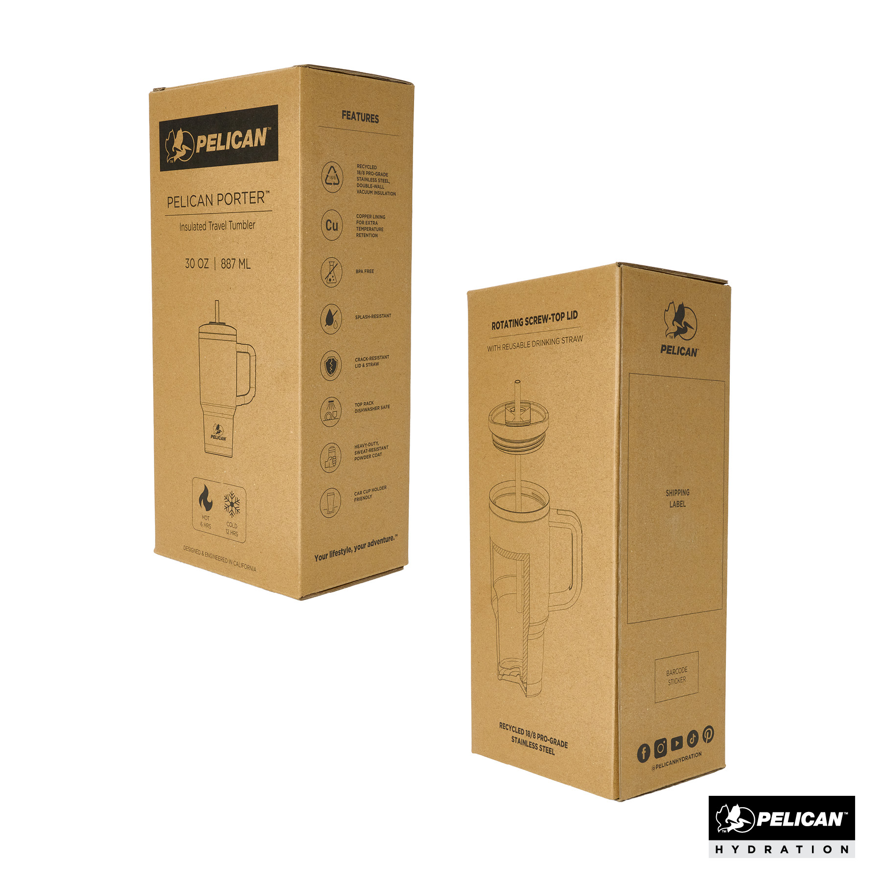 Pelican Porter™ 30 oz. Recycled Double Wall Stainless Steel Travel Tumbler 122