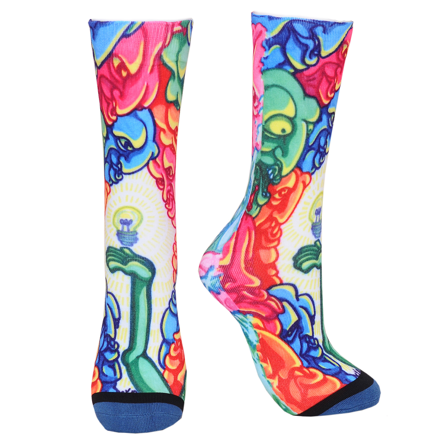 Crew 360 digital print colored toe unisex socks 3