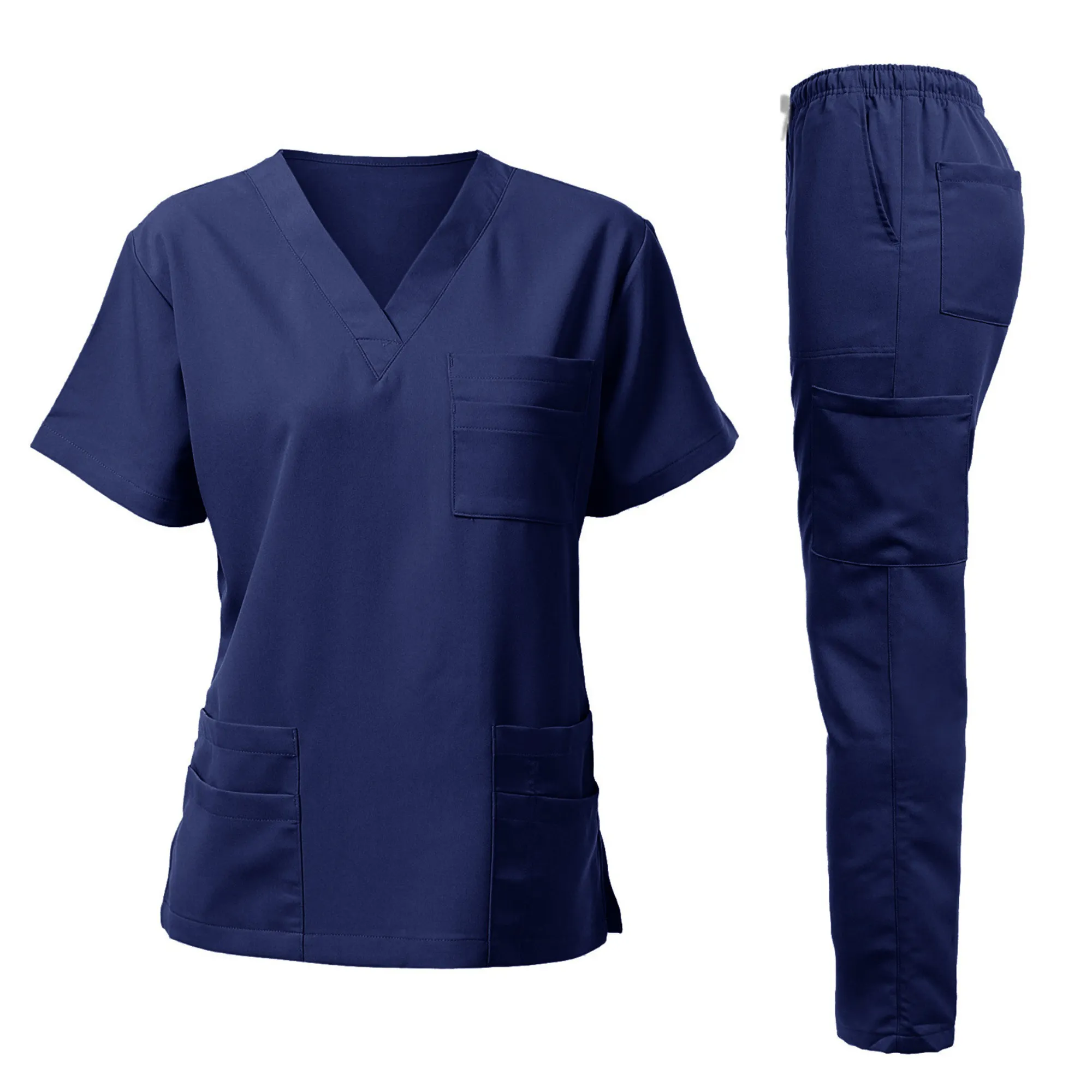 MOQ 10 Medical Scrub Set Nurse Doctor Workwear Top and Pants 9