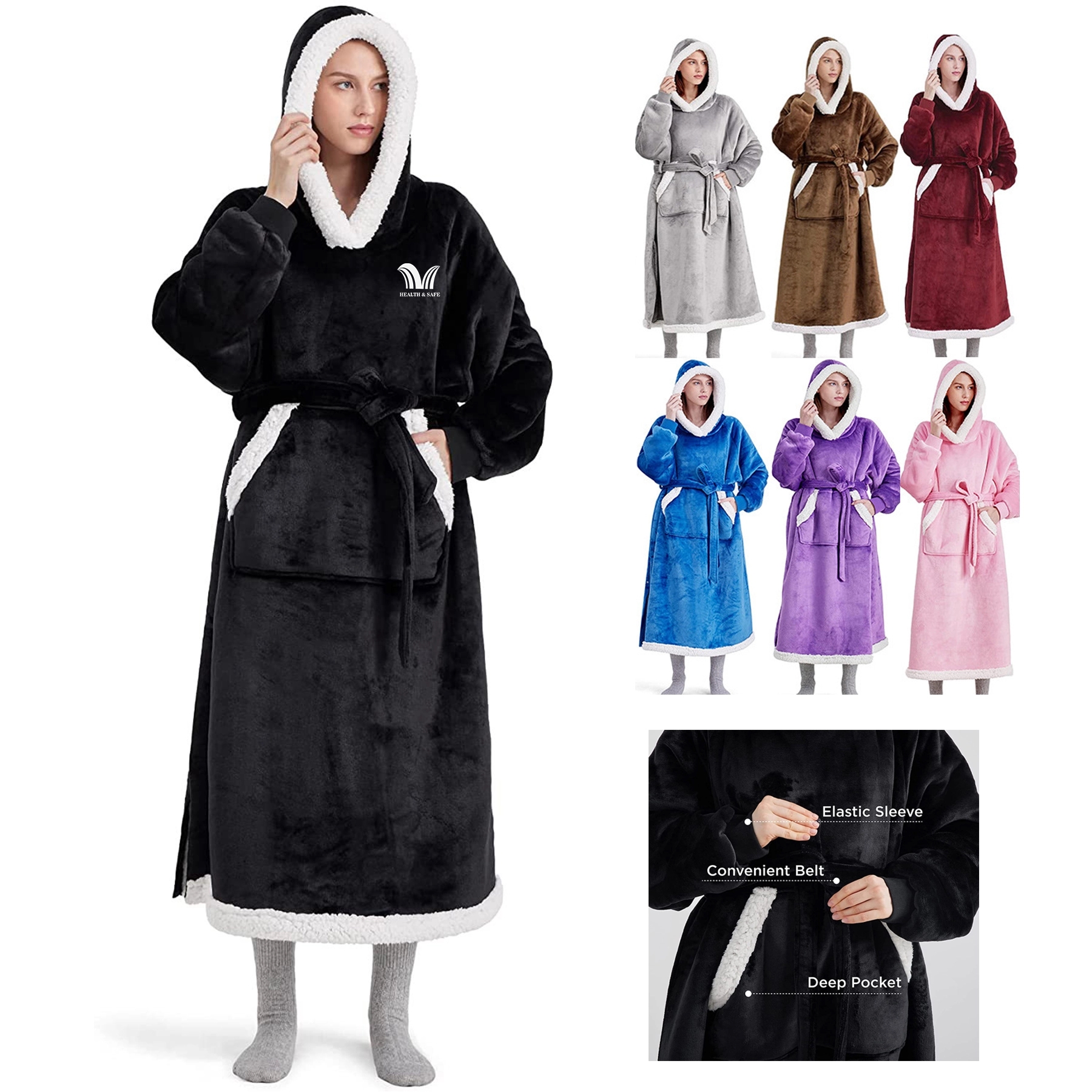 Oversized Microfiber & Sherpa Wearable Blanket, custom hoodie or sweatshirt with logo imprint 1