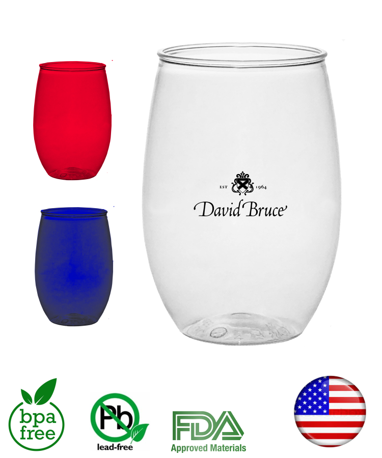 Union Printed - Made in USA 16 oz PET Wine Glass - 1 Color Logo 1