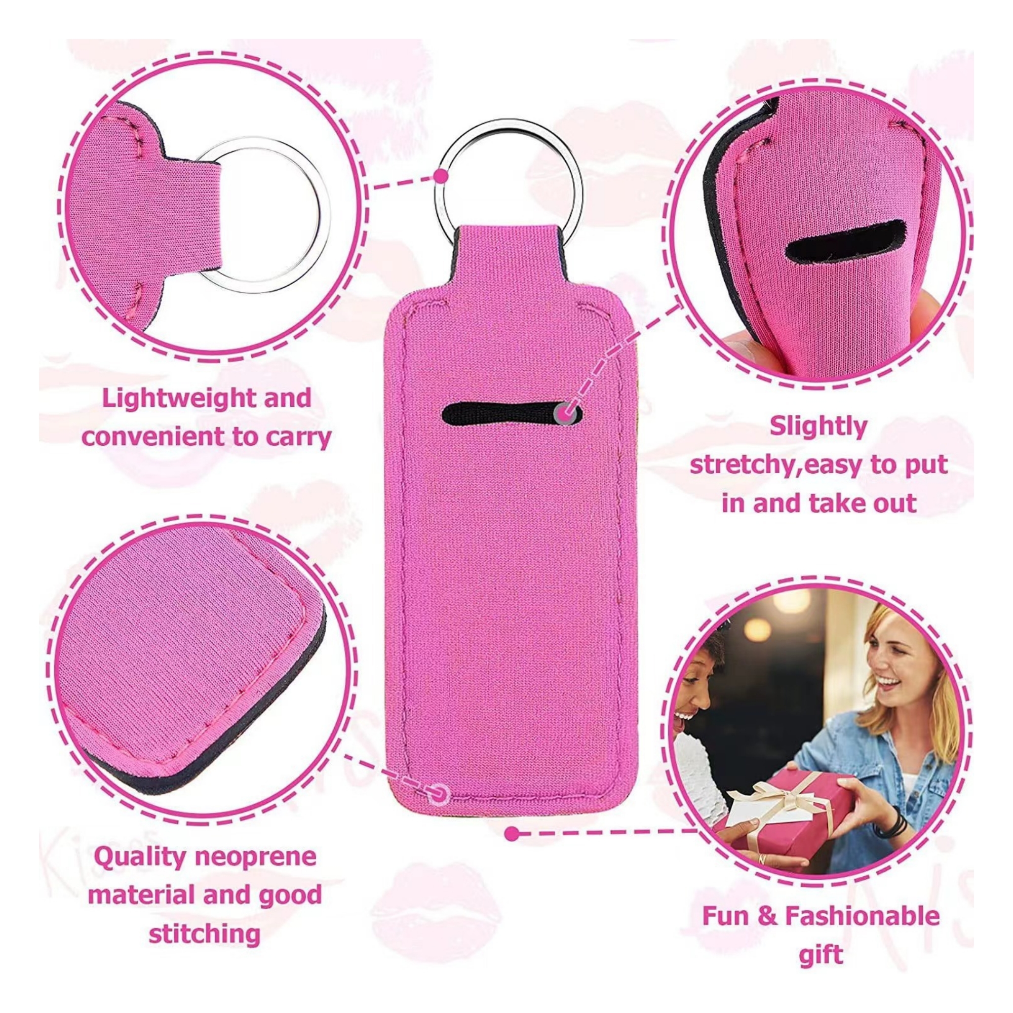 Neoprene Lipstick Holder With Keychain 3