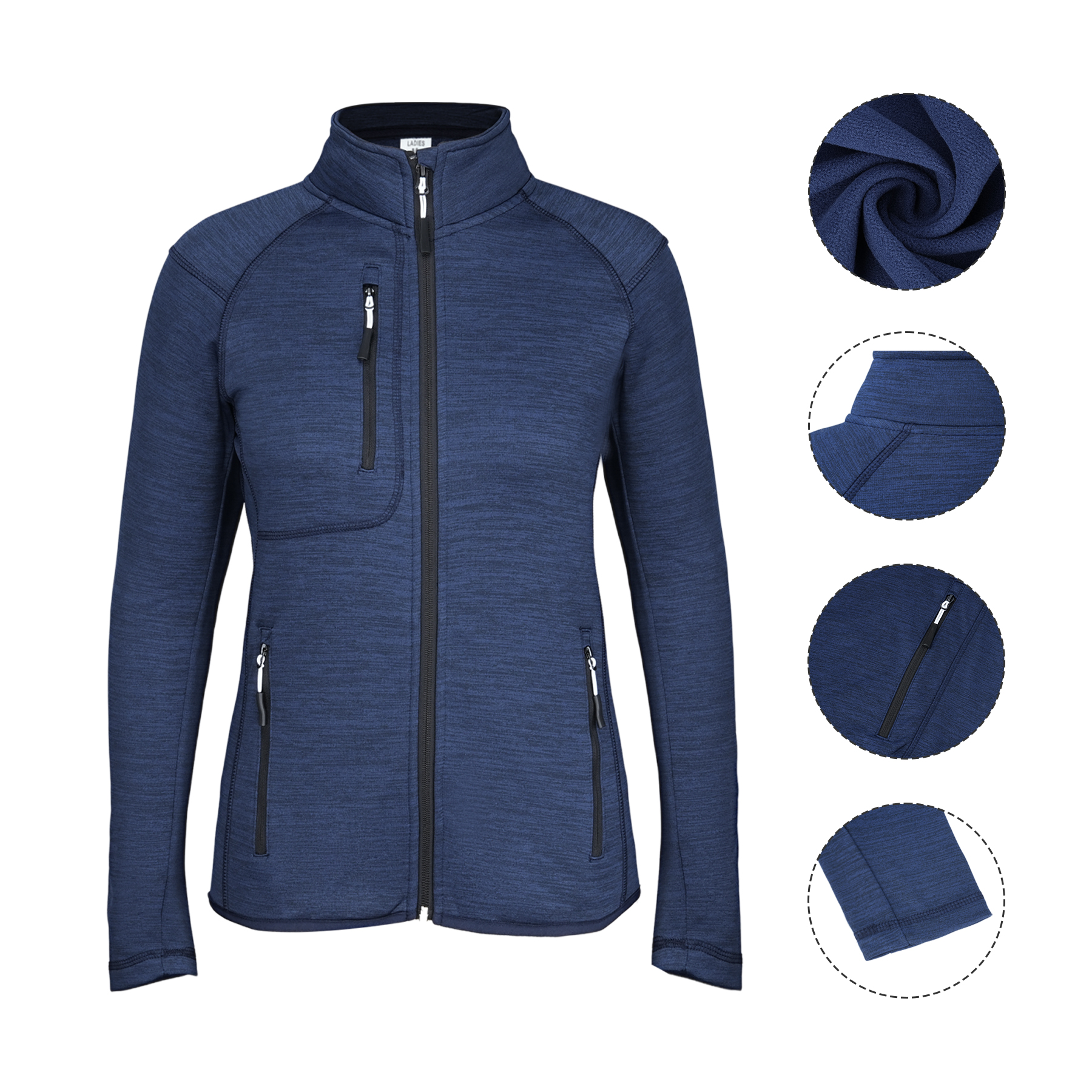 Women's Full Zip Sweater Fleece Jacket with Chest Pocket 10