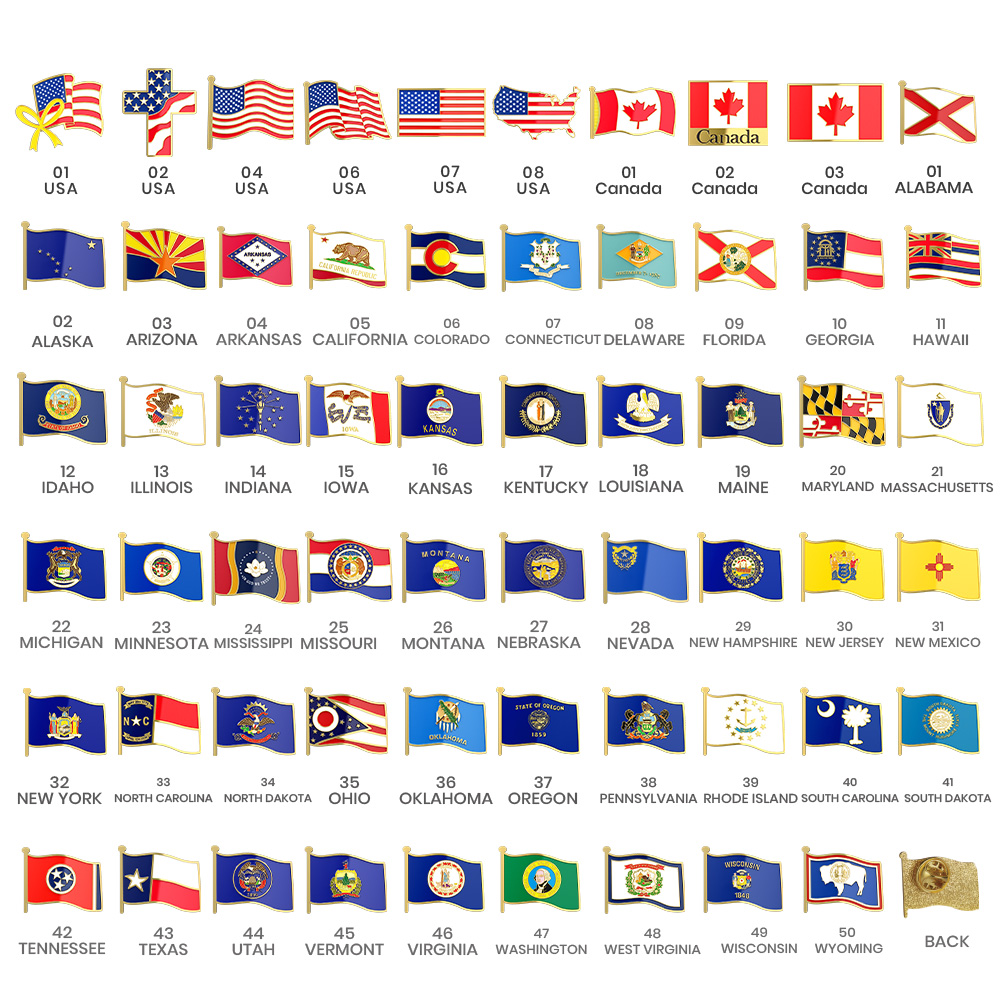 1" Stock Flag Pins 22