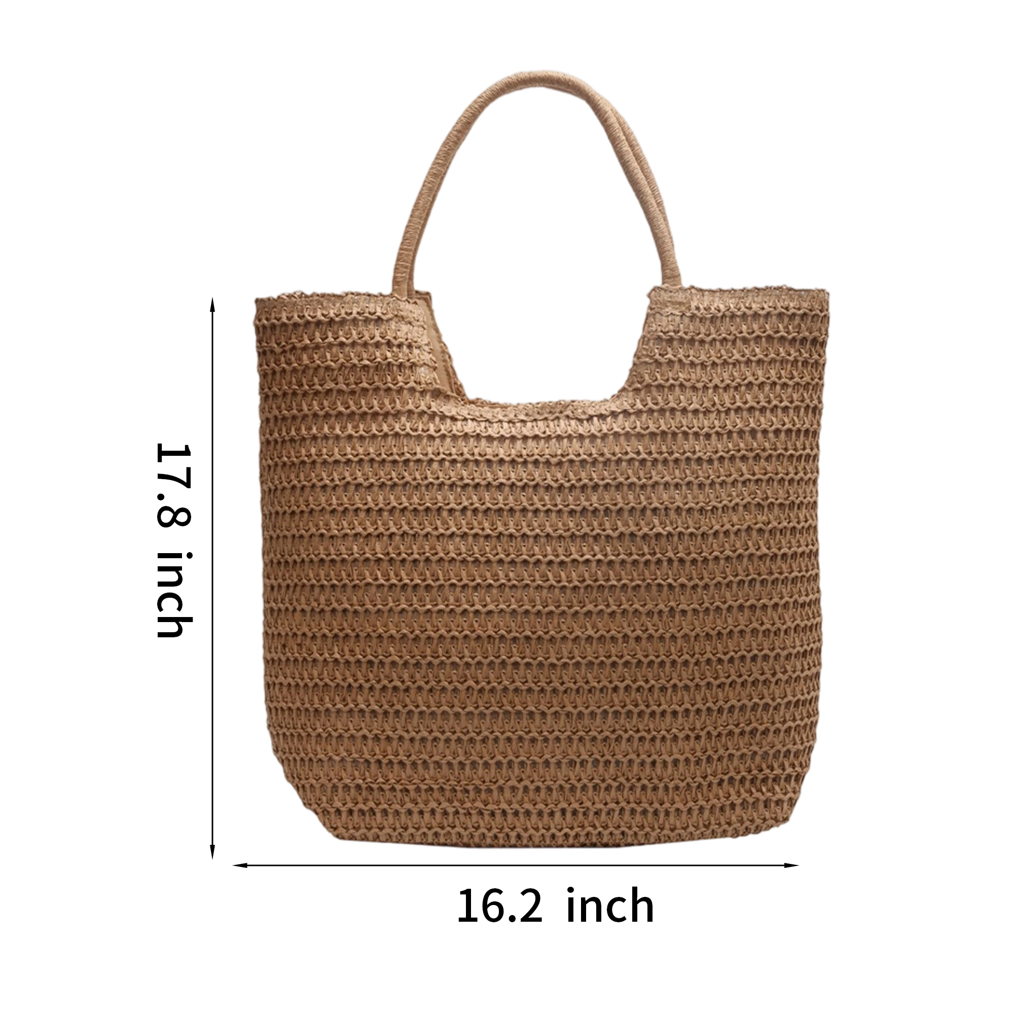 Straw Polyester Beach Tote Bag With Zippered Lining, custom tote bag with logo imprint 5