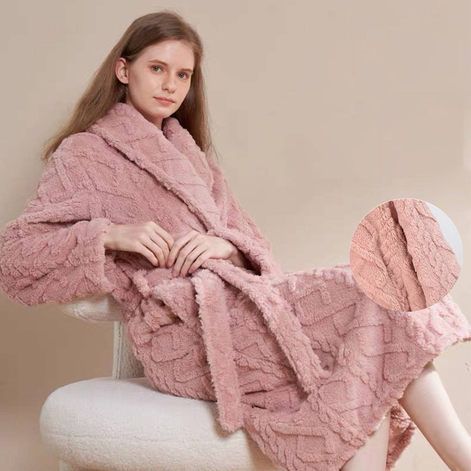 Winter bathrobe Coral fleece pajamas For Woman 3
