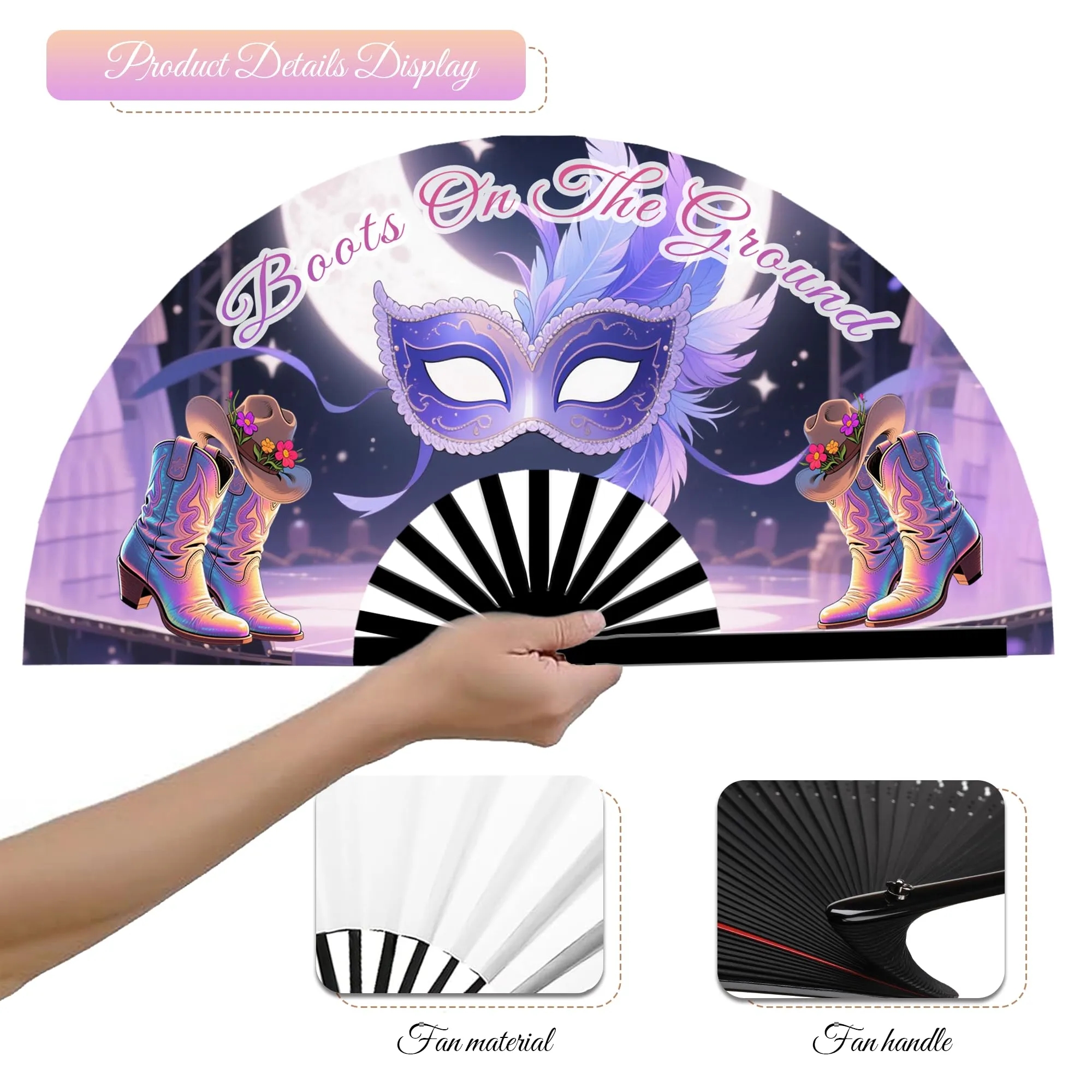 Line Dance Popping Fan Western Cowboy Boot Accessories Style 19