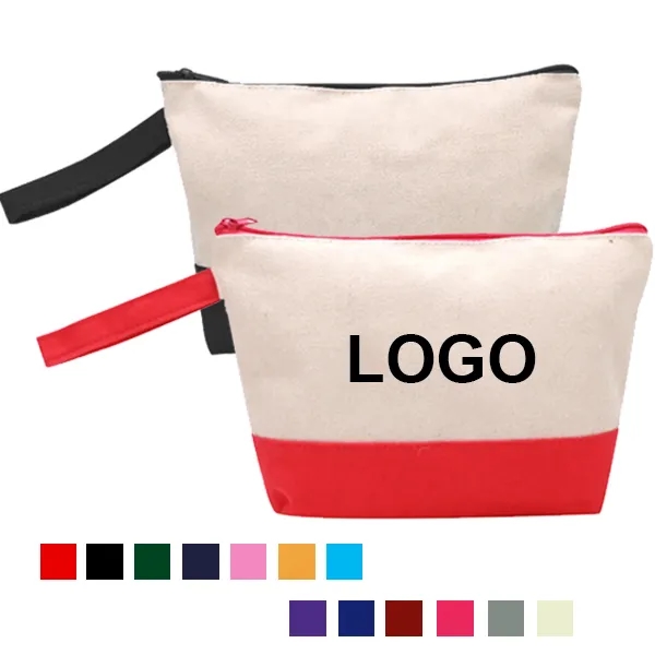 Natural Two-Tone Cotton Canvas Cosmetic Bag 5