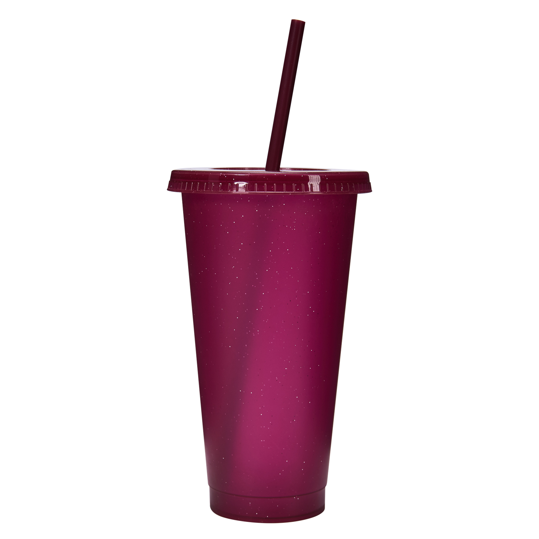 24 Oz Reusable Colorful Glitter Plastic Straw Cup W/ Splash Proof Lid 10