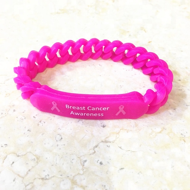 Breast Cancer Awareness Chain Link Silicone Wristbands 2