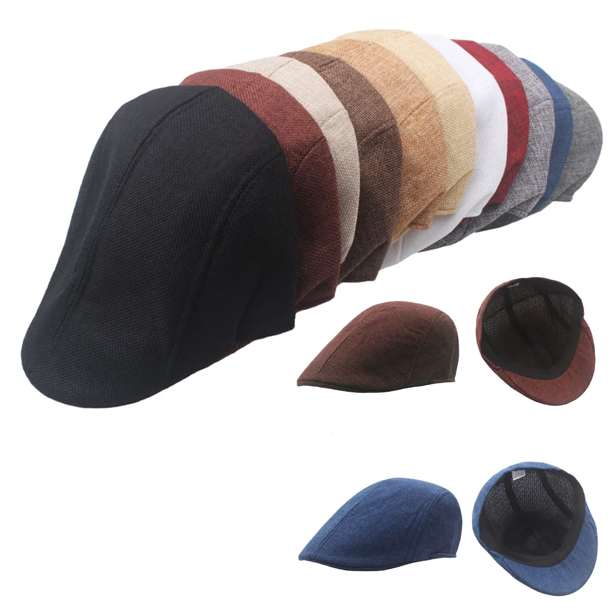 5 Pack Flax Vintage Cotton Linen Beret 3