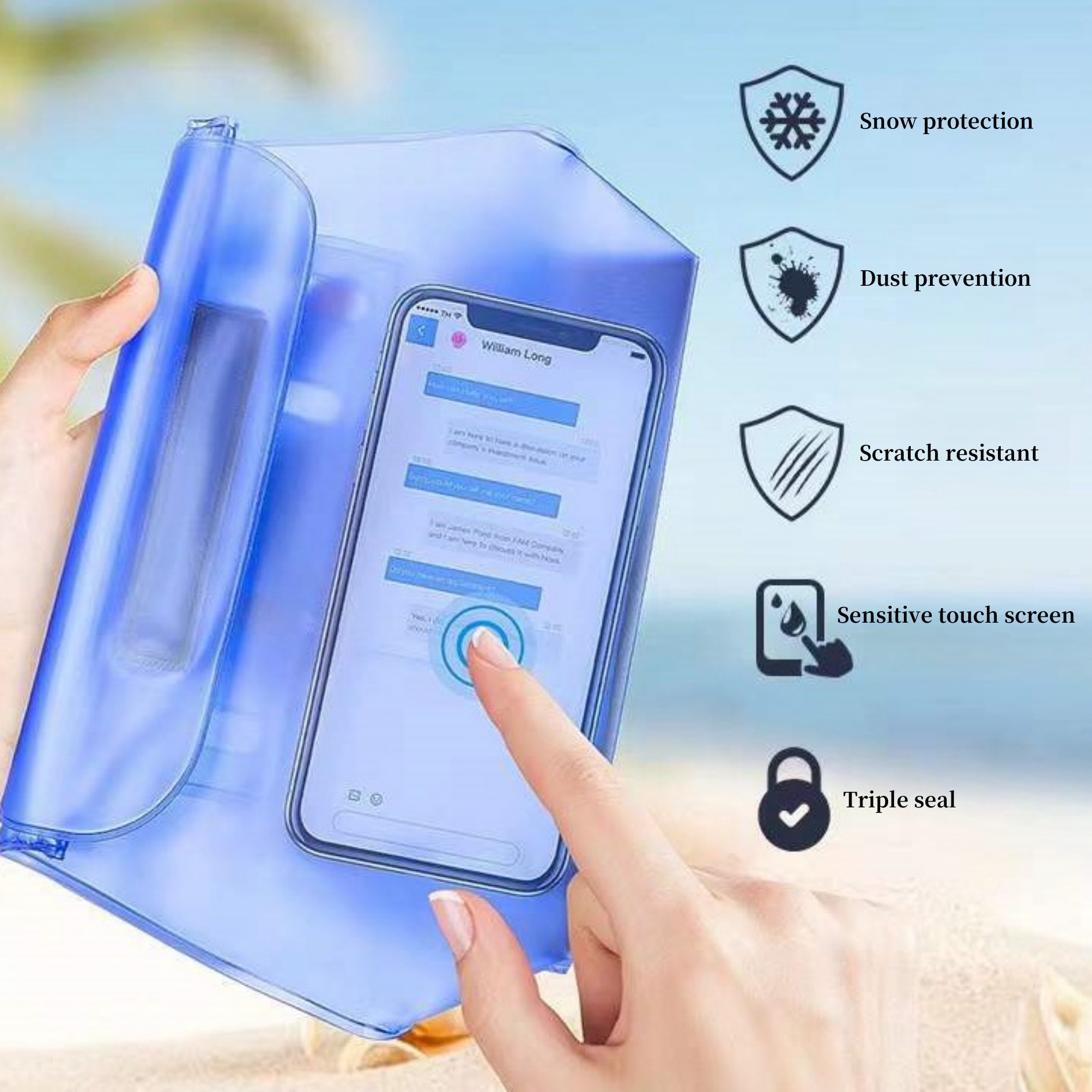 Waterproof Pouch with Waist Strap, Screen Touchable Dry Bag 2